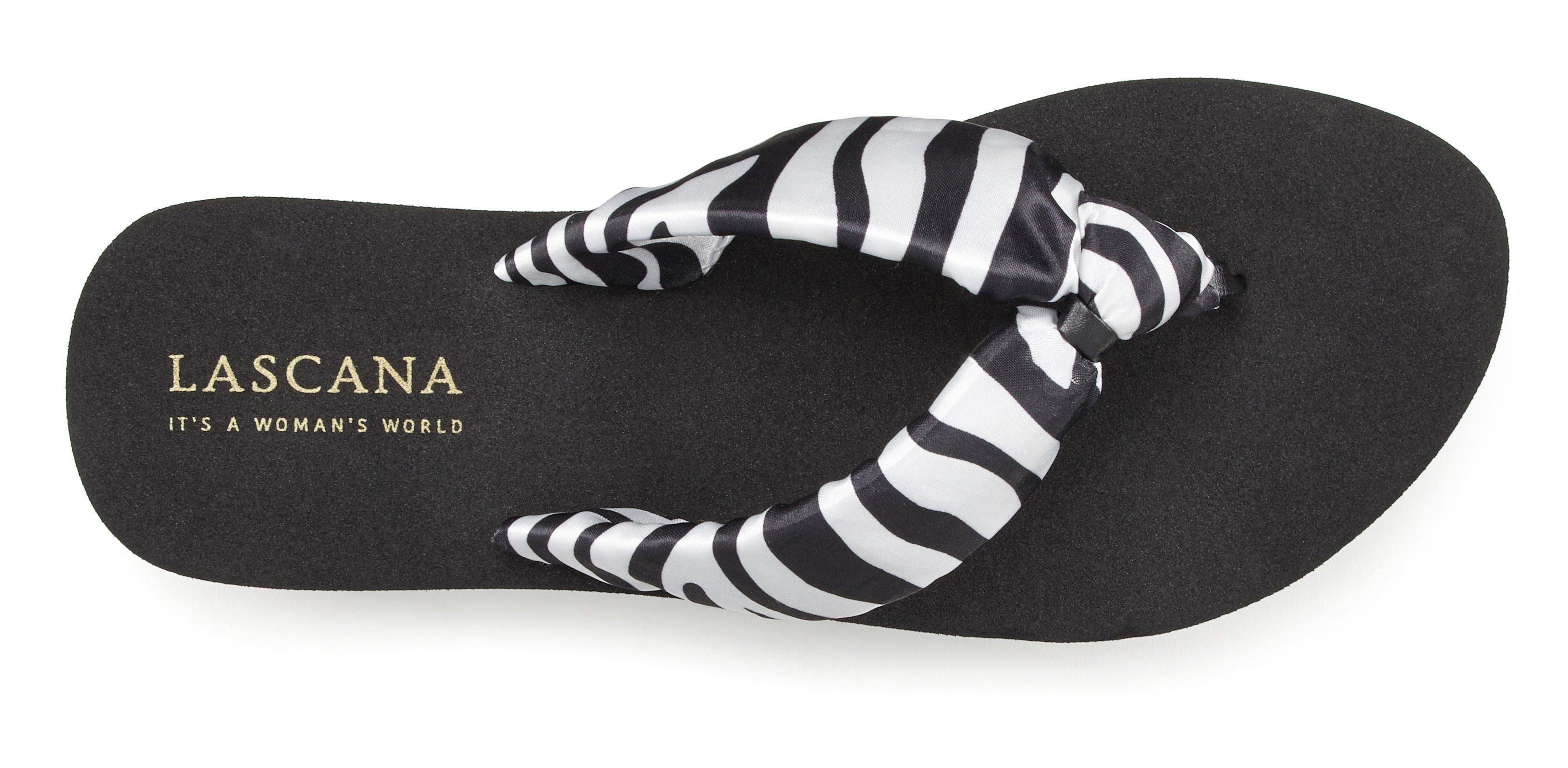 LASCANA Sandale, Badeschuh, Pantolette, Badelatsche, Flip Flop, Sommerschuh, Badezehentrenner Zehentrenner ultraleicht mit softem Band VEGAN