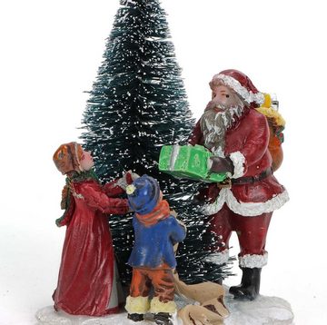 Bubble-Store Weihnachtsfigur Weihnachtsdekoration (2 Kinder mit Wunschzettel), Weihnachtsmann mit Geschenken