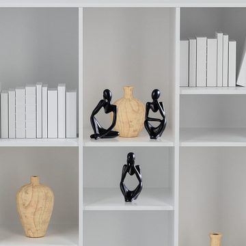 Silberstern Skulptur Denker-Skulptur-Dekoration, 3er-Pack Schwarz, Geeignet für Wohnzimmer-Bücherregal, Esstisch, Büro, Kunsthandwerk