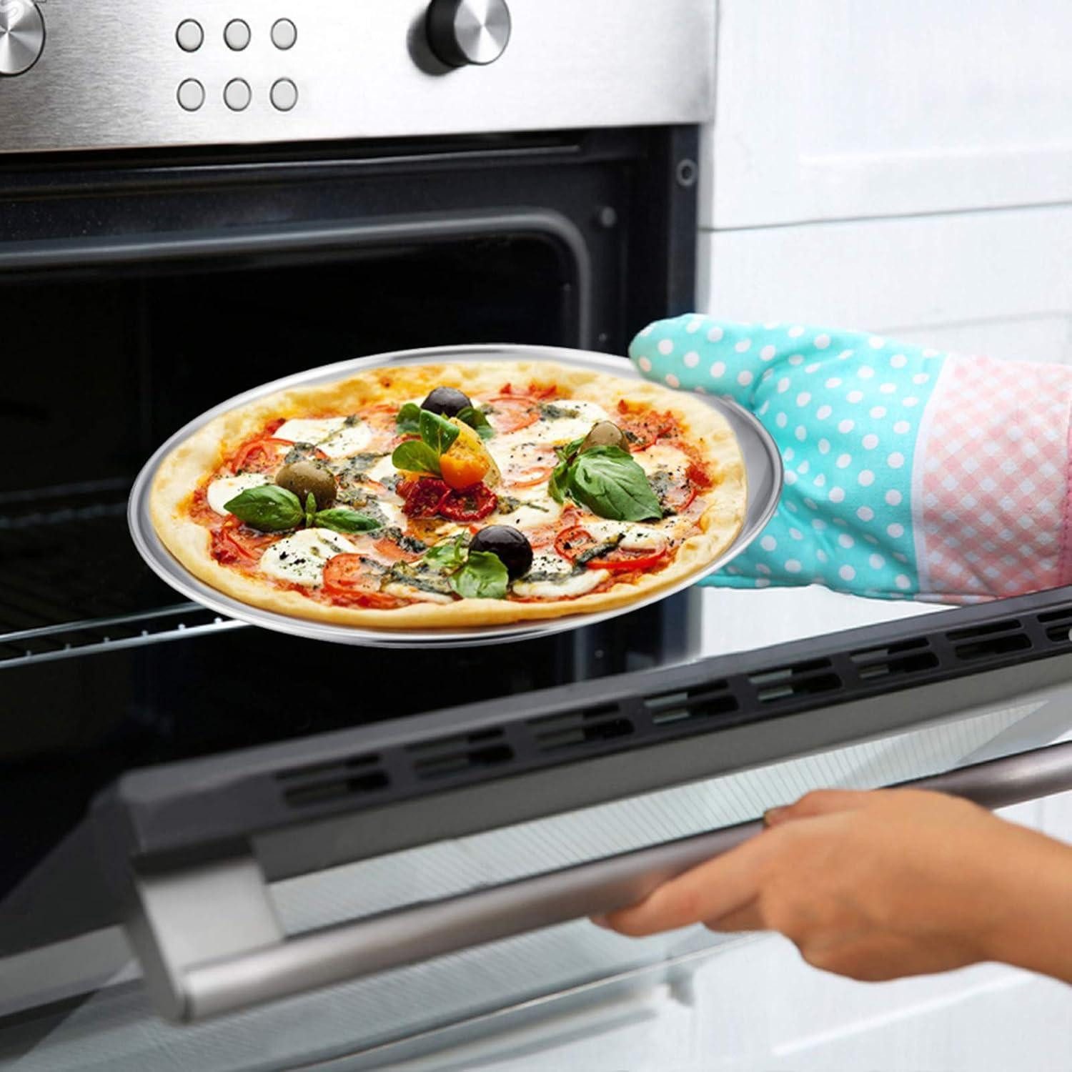 LuxusKollektion Pizzablech Pizzablech 4er-Set Edelstahl 29 cm Rund Pizza Backblech Ofen - Gesund, Metall, (4-St) – Bild 5 von 5