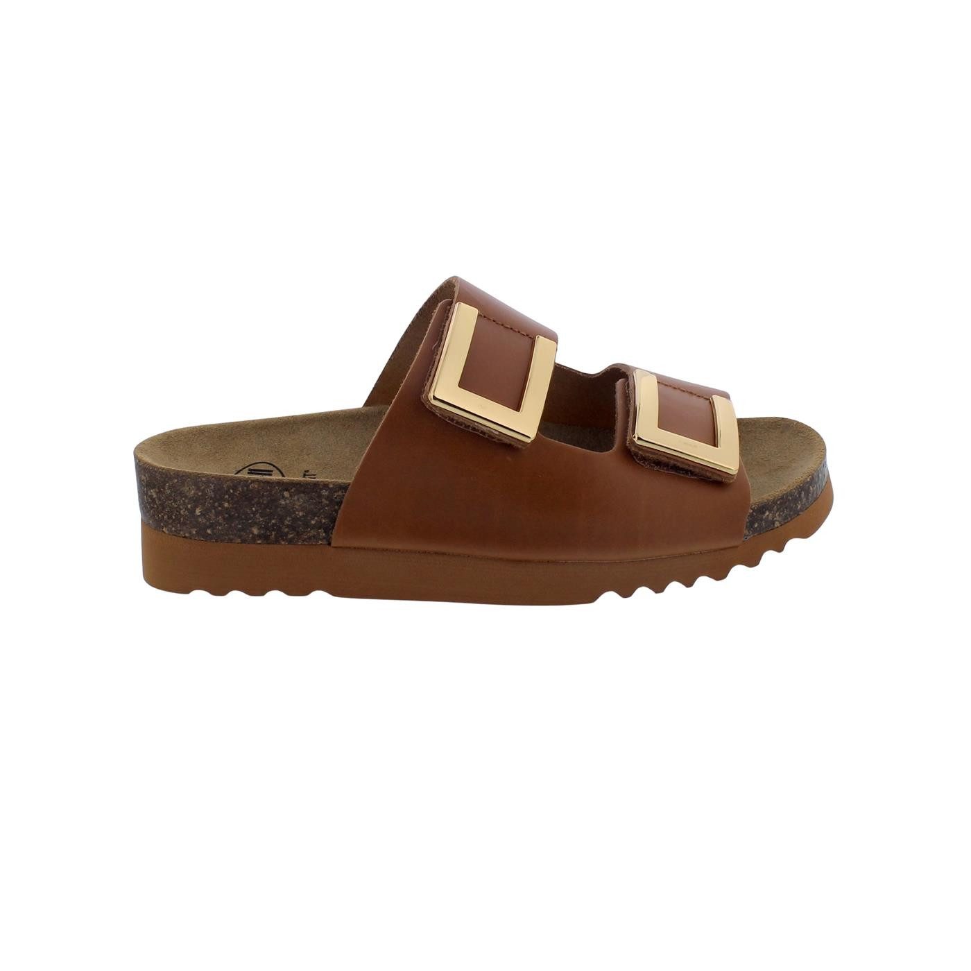 Scholl Scholl Monterey 2 Straps Pantolette Cognac Vintage leather - Glattlede Pantolette