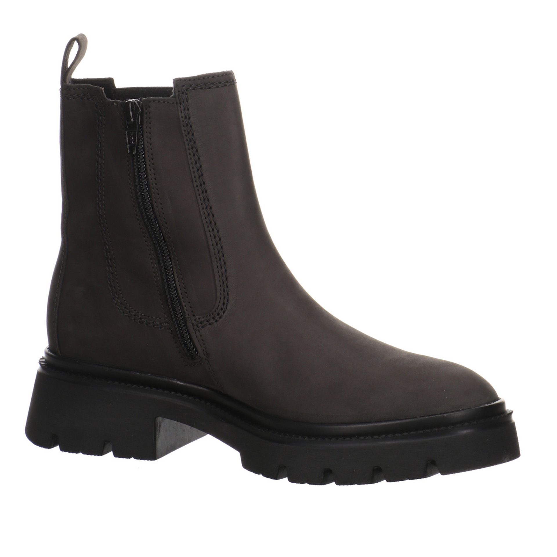 Boots Schuhe Chelsea Nubukleder Damen Stiefeletten Grau Stiefelette (pepper/schwarz) Gabor