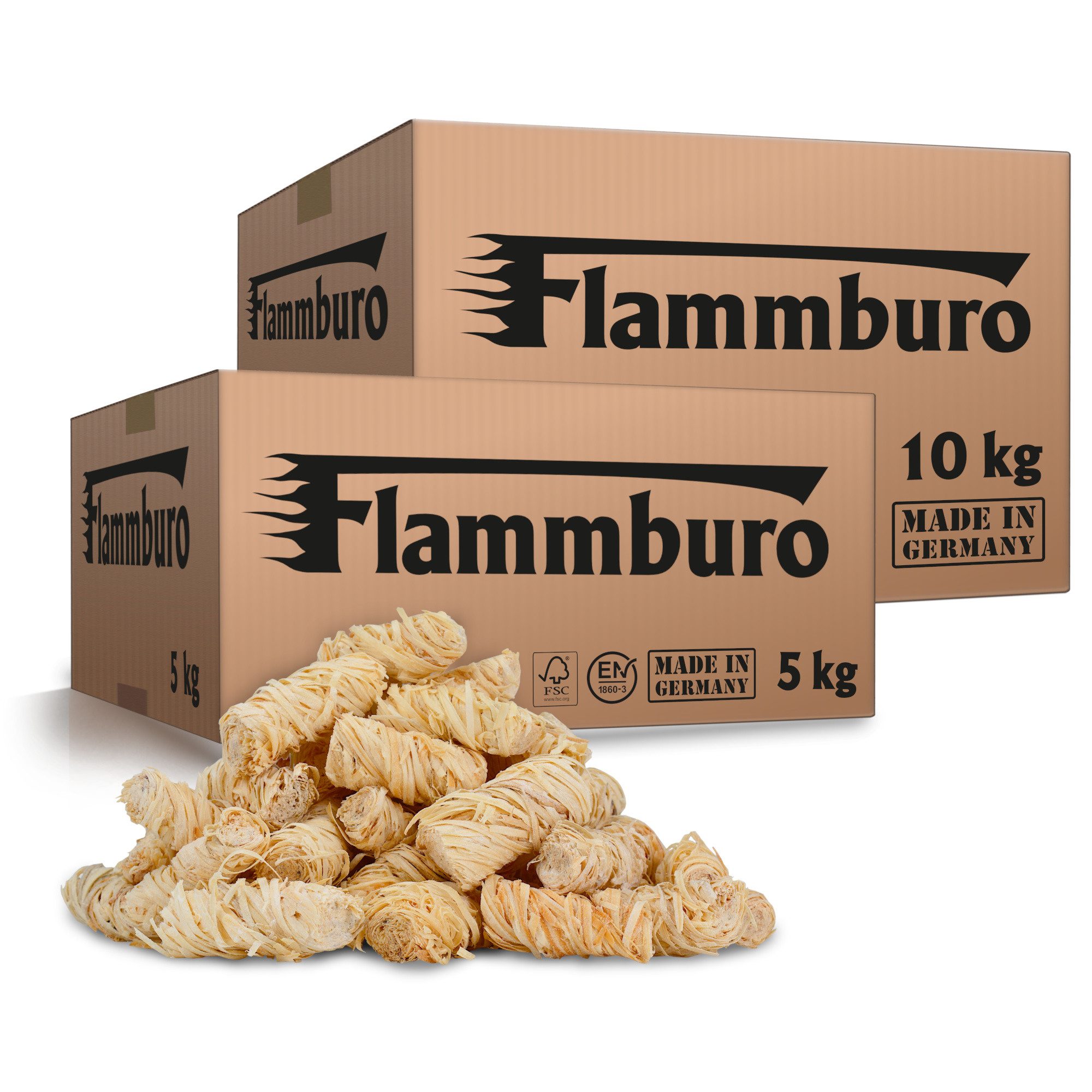FLAMMBURO Grillanzünder Anzündwolle - Öko-Anzünder als Grillanzünder und Kaminanzünder, 15 kg, NACHHALTIGKEIT 100%: Produkt aus nachwachsenden Rohstoffen
