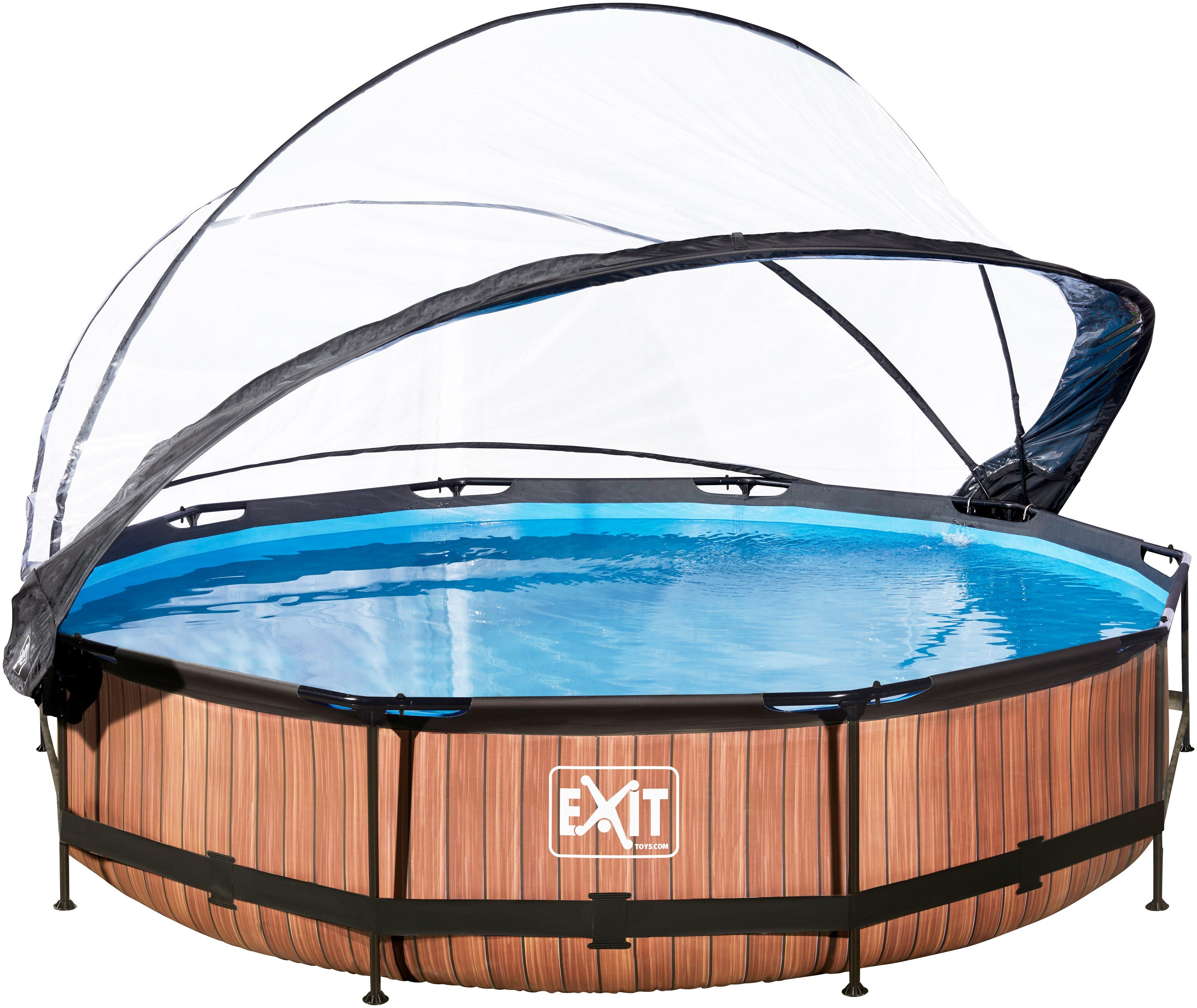 EXIT Framepool inkl. multifunktionaler Abdeckung (Set, 4-tlg), ØxH: 360x76 cm, mit Filterpumpe & Filterkartusche