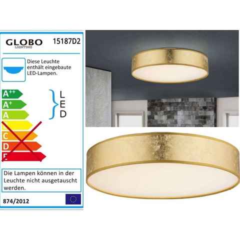 Globo Deckenleuchte Deckenleuchte LED Wohnzimmer Schlafzimmer Deckenlampe Textil gold