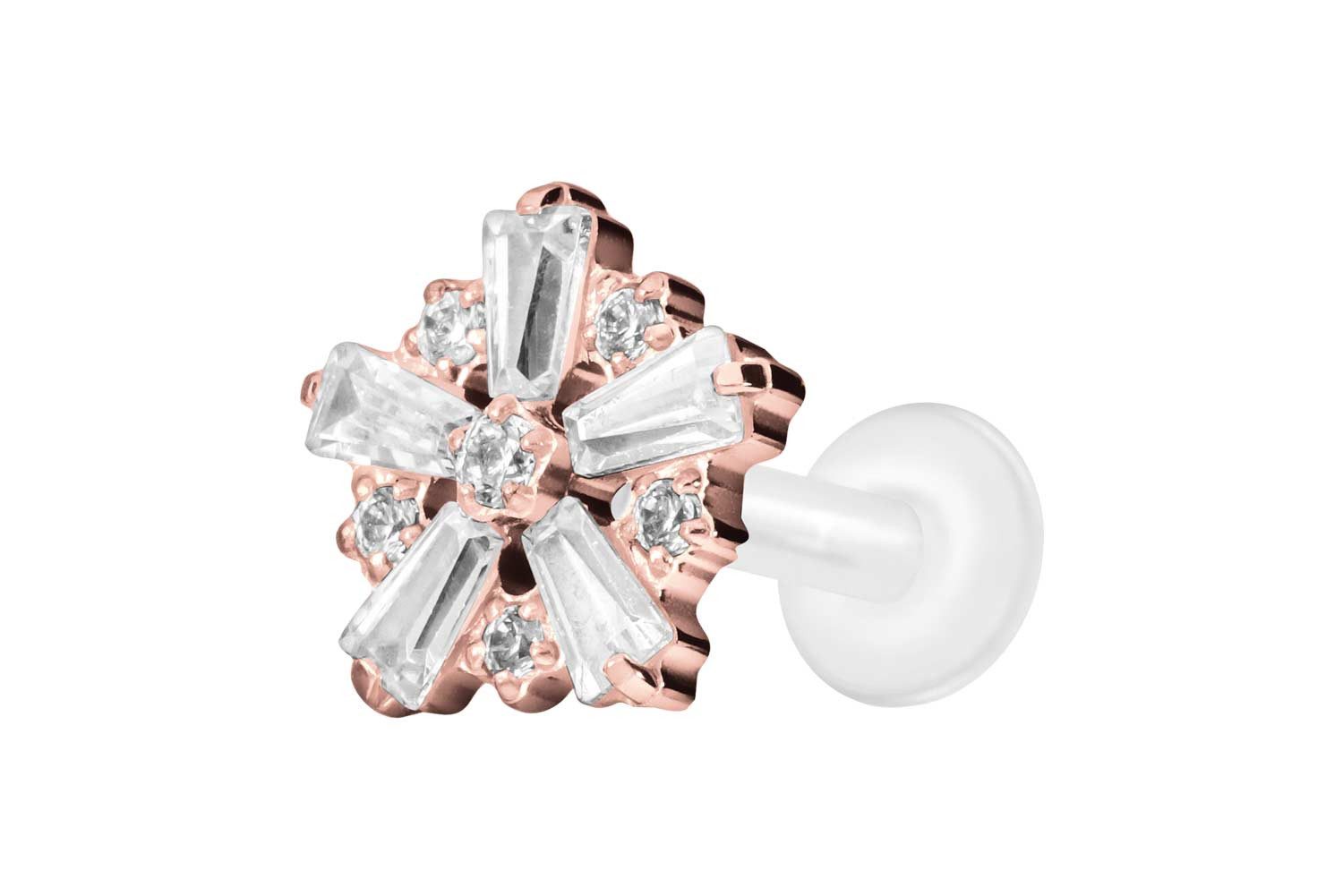 PIERCINGLINE Piercing-Set PTFE Labret mit Innengewinde + Titan-Aufsatz SCHNEEFLOCKE (Labrets, 1-tlg)