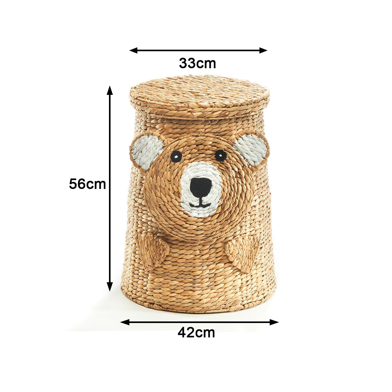 Kobolo Wäschekorb Aufbewahrungskorb BEAR mit Deckel - Wasserhyazinthe braun günstig online kaufen