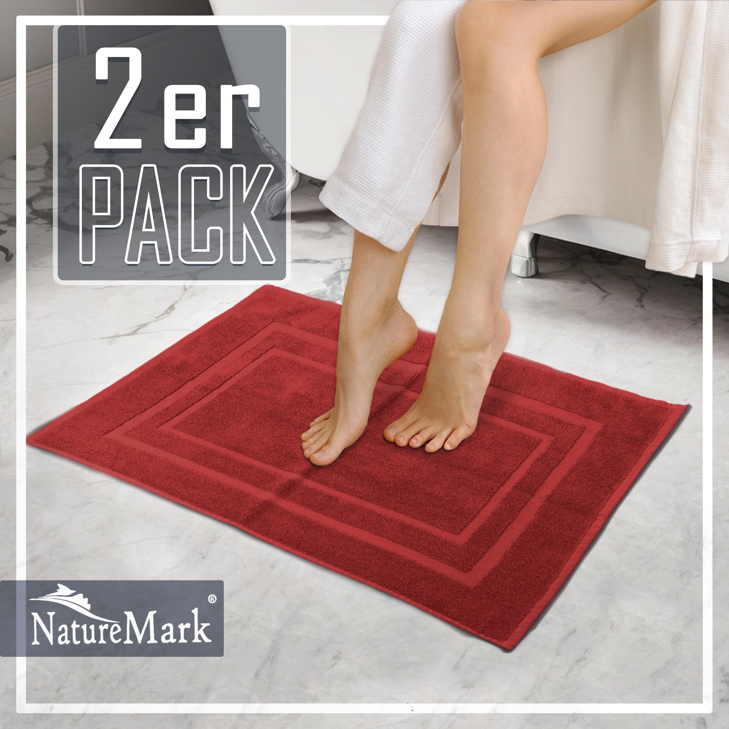 NatureMark Badematte 2er-Set Badvorleger 50x80cm, strapazierfähig, Baumwolle, rechteckig, Badematte 2-tlg., Duschmatte Duschvorleger, Premium Qualität, 50x80cm, – Bild 5 von 5