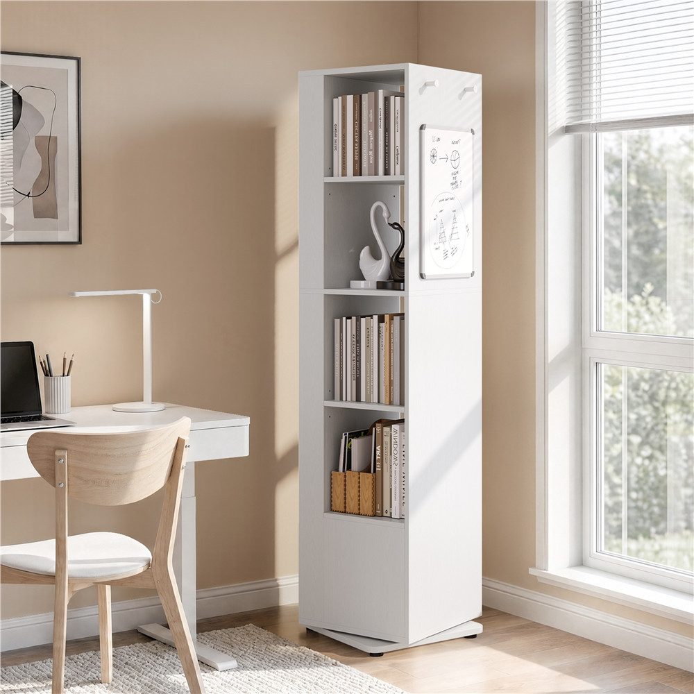 Yaheetech Bücherregal 360° drehbar, Drehregal 10 Fächer, 2 Verstellbare Einlegeböden, 42 × 42 × 169 cm