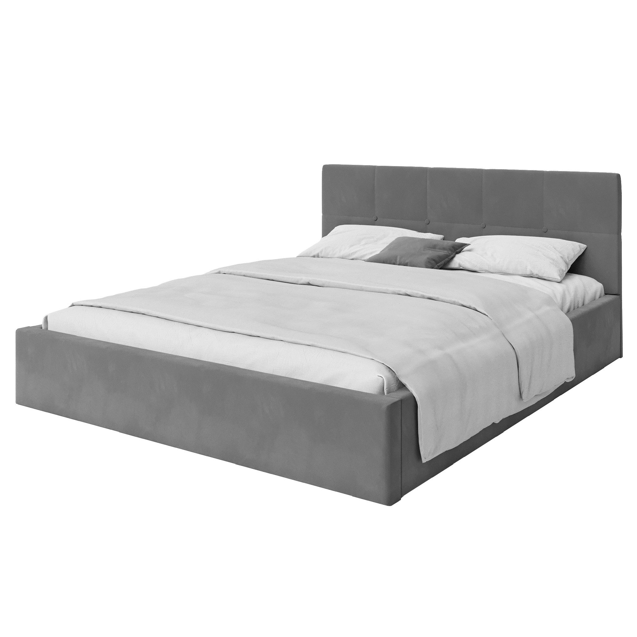 FDM Polsterbett VEGAS Bettkasten MADE IN EU - mit hochwertigem Velours Bezug (verfügbar 90x200 120x200 140x200 160x200 180x200cm, Bettrahmen, Bett, mit großen gepolsterten Kopfteil, mit Bettkasten zum aufklappen), Hebbarer Metallrahmen, Bettkasten, ohne Matratze