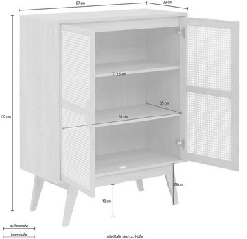 Home affaire Midischrank Bridget 2 Türen, feste und verstellbare Einlegeböden, Breite 87cm, Höhe 110cm