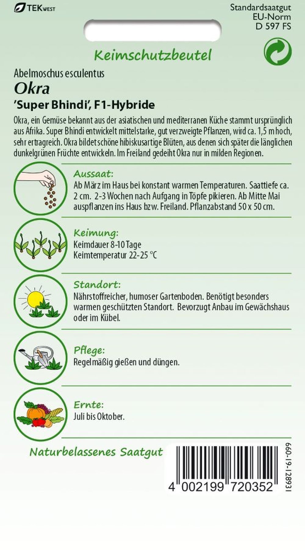 SAMEN PFANN Gemüsesamen Okra Gemüse-Eibisch Super Bhindi F1, Gombo Gumbo Gr günstig online kaufen