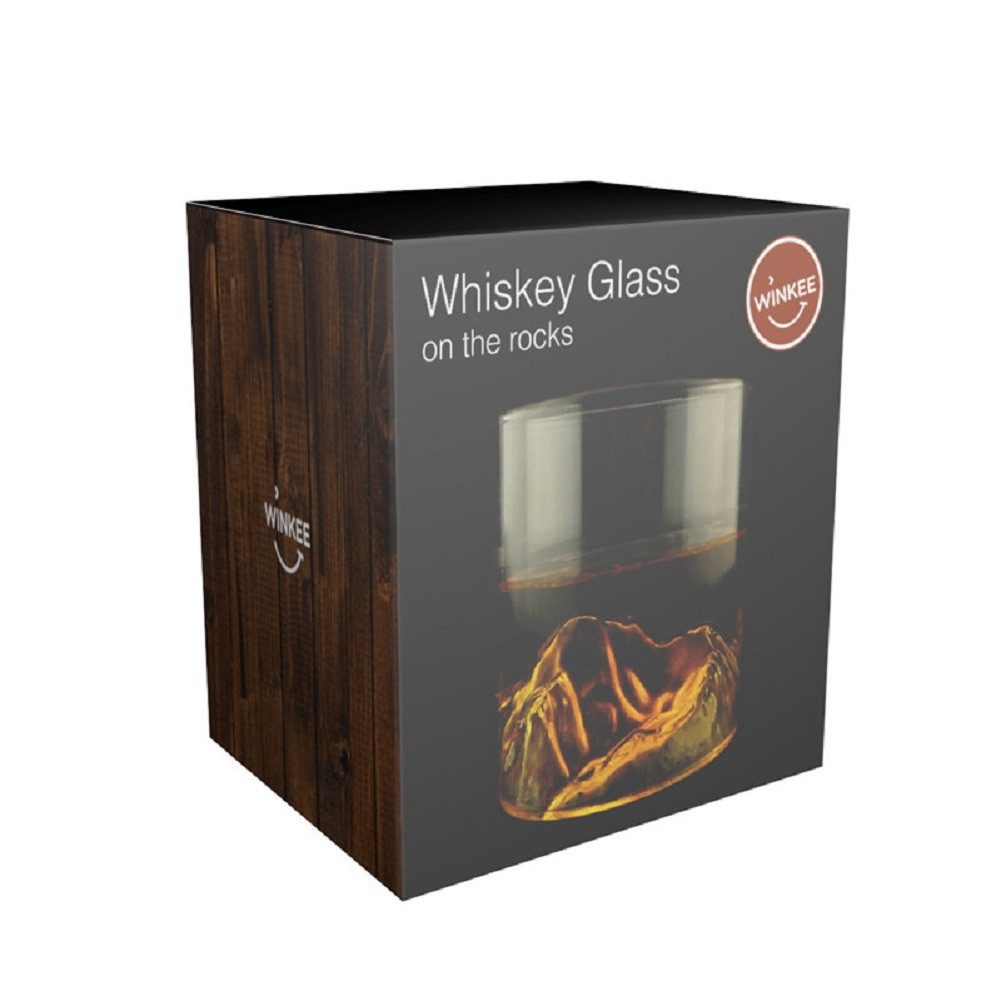 Winkee Whiskyglas On The Rocks Formglas Gebirge, Glas, ca. Ø 8 x 9 cm, für ca. 300 ml