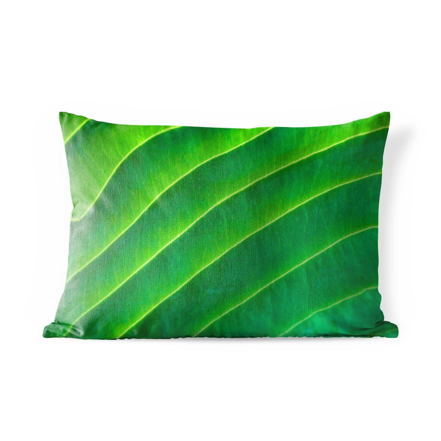 MuchoWow Dekokissen Lange Adern in einem grünen Blatt, Outdoor-Dekorationskissen, Polyester, Dekokissenbezug, Kissenhülle