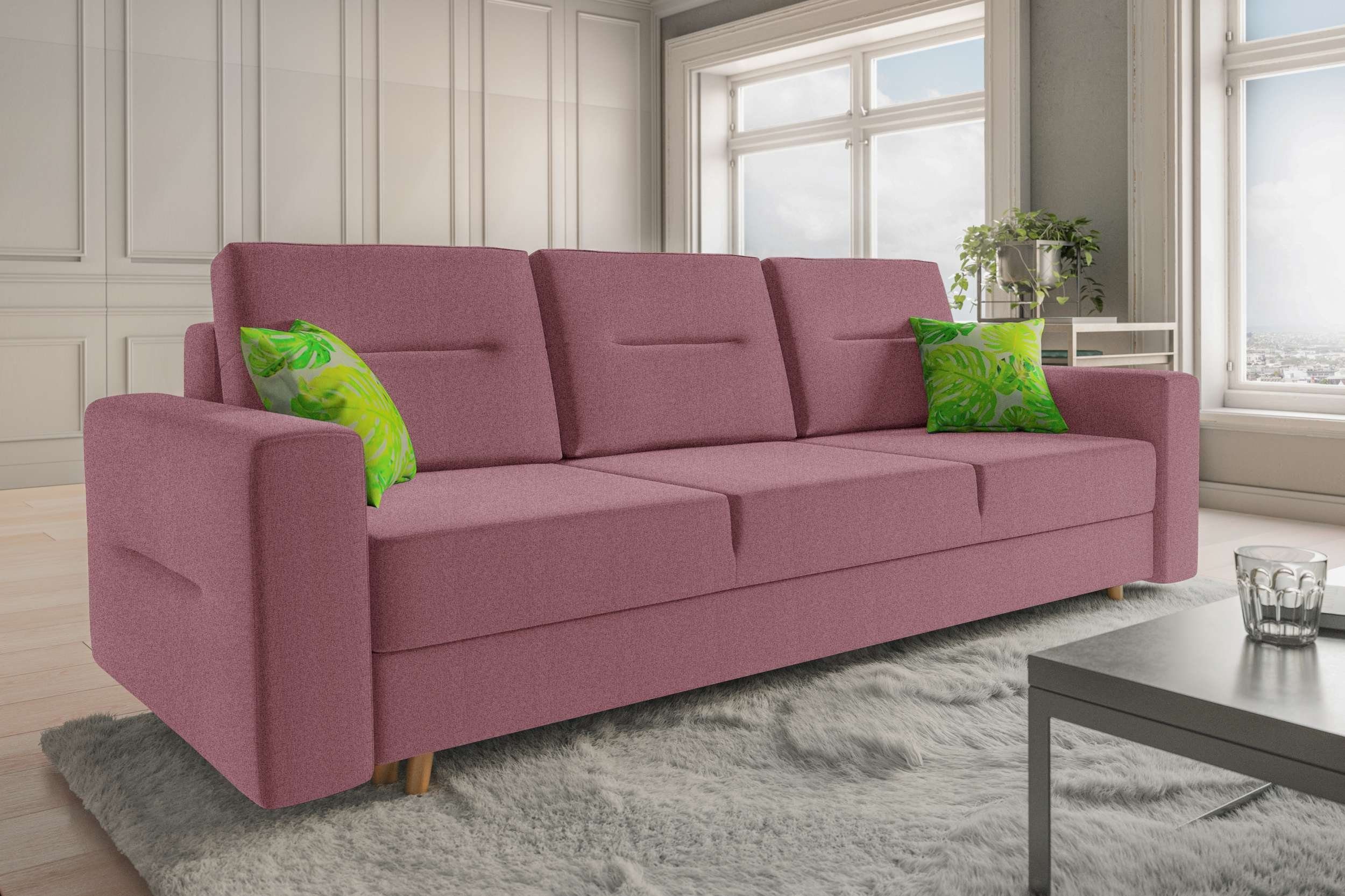 Stylefy 3-Sitzer Fabian, Sofa, Schlafsofa, Sitzkomfort, mit Bettfunktion,  mit Bettkasten, frei im Raum stellbar