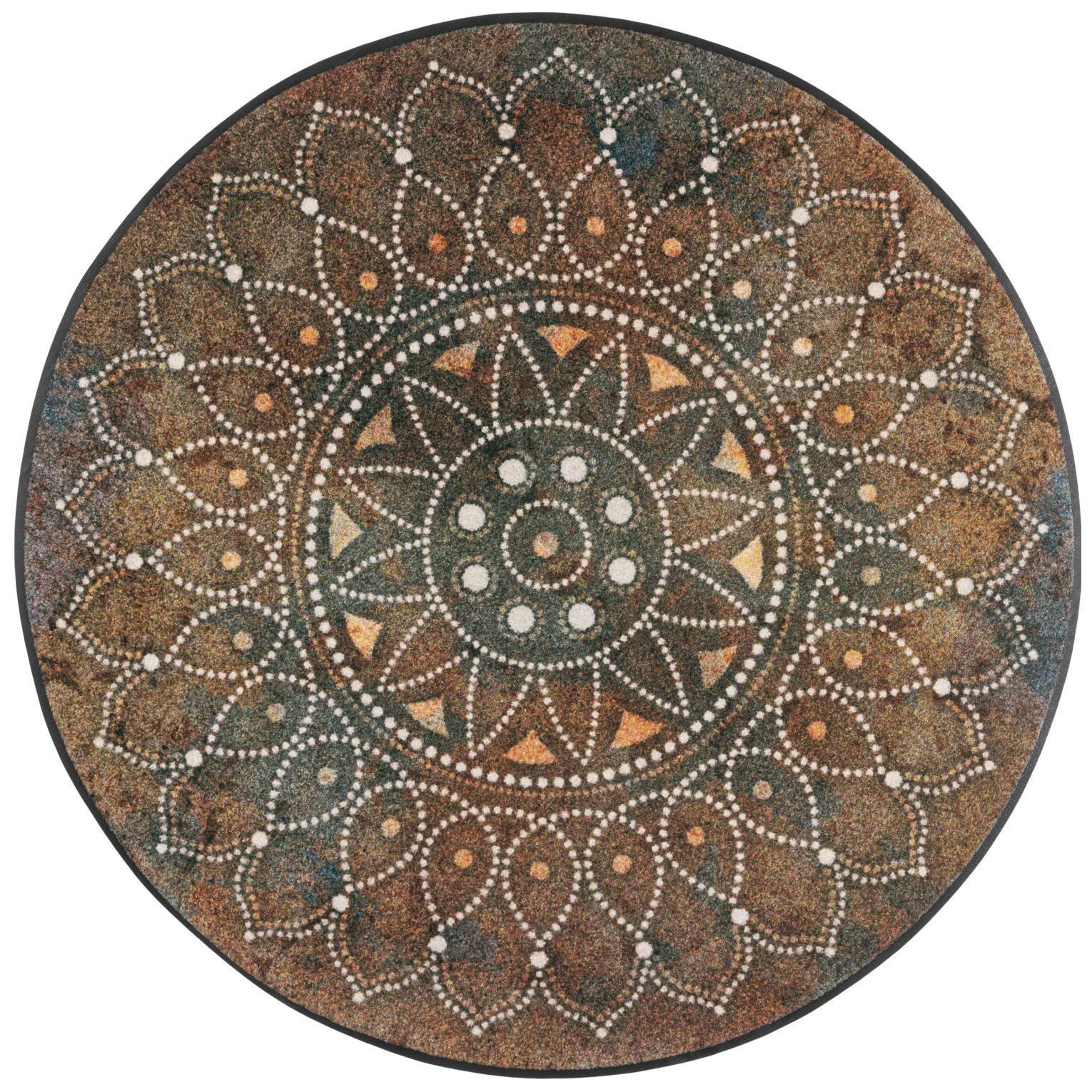 Floornovo Fußmatte Floornovo Schmutzfangmatte Orientnote waschbare Fussmatte, rund, rutschfest