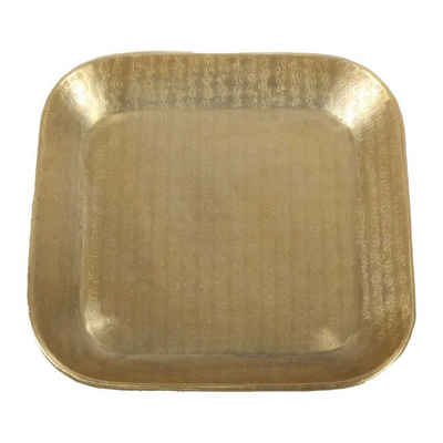 Casa Moro Tablett Prisma 35x35 cm mit Hammerschlag Optik Teetablett Tischdeko, Aluminium, (Boho Chic), Dekotablett Serviertablett