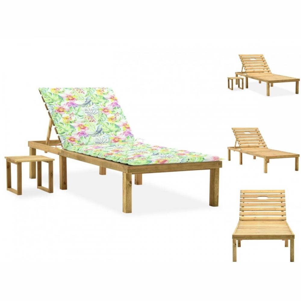vidaXL Wellnessliege Garten Sonnenliege mit Tisch und Auflage Kiefer