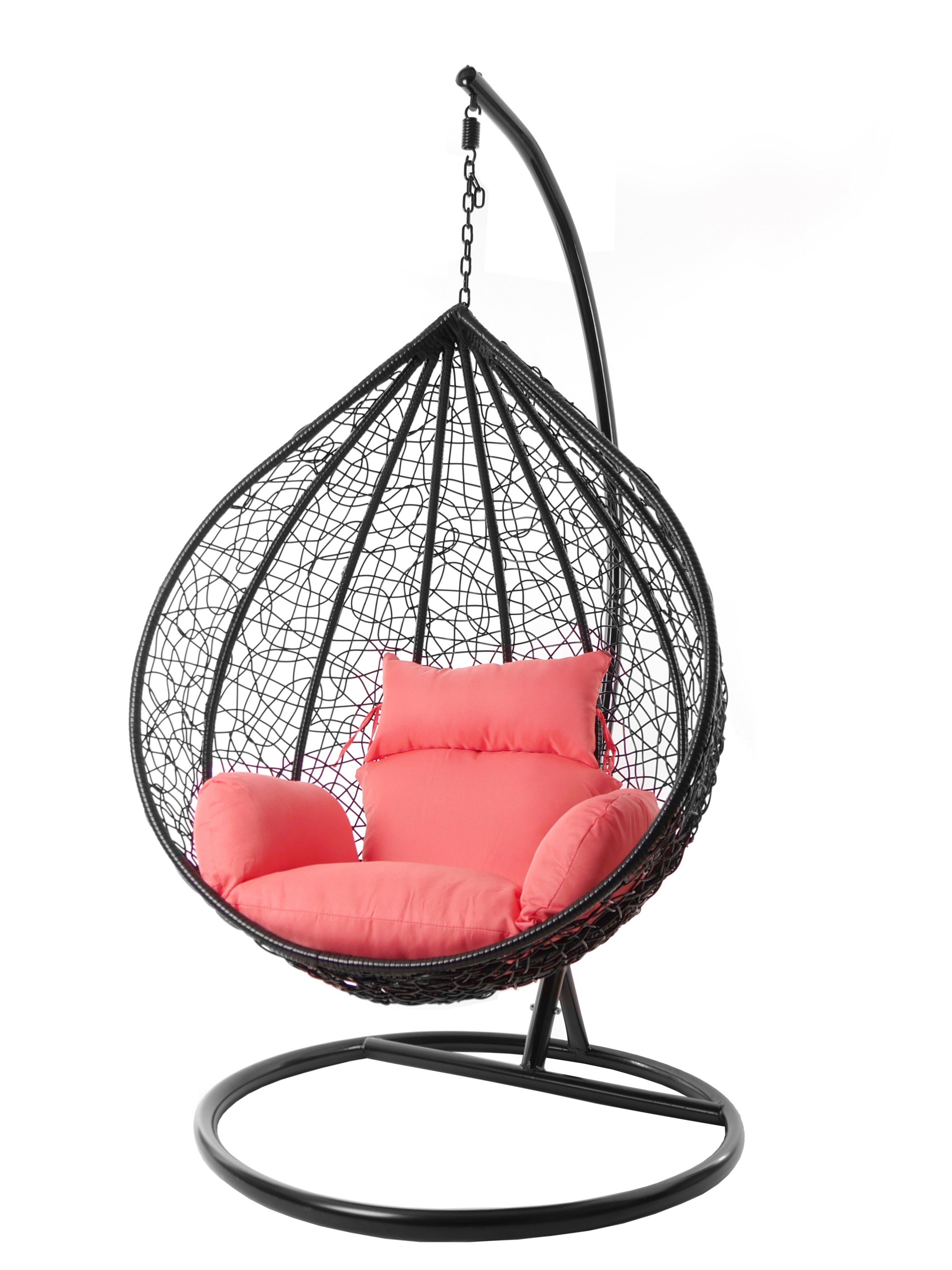 Farben Chair, Gestell inklusive, edel, schwarz, Hängesessel coral) Nest-Kissen, und Hängesessel XXL coral Kissen (3400 verschiedene KIDEO Swing MANACOR