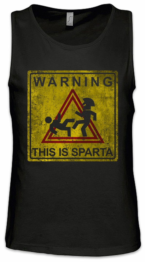 Urban Backwoods Tanktop Warning This Is Sparta Sign Ärmelloses T-Shirt Das ist Spartaner Spartiaten Leoniadas 300 Logo