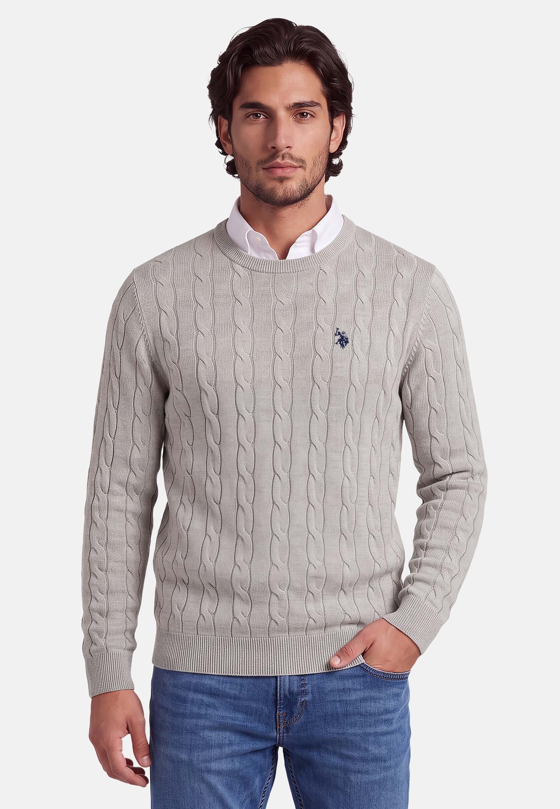U.S. Polo Assn. Rundhalspullover USHenreyy – mit Zopfmuster und Rundhalsausschnitt