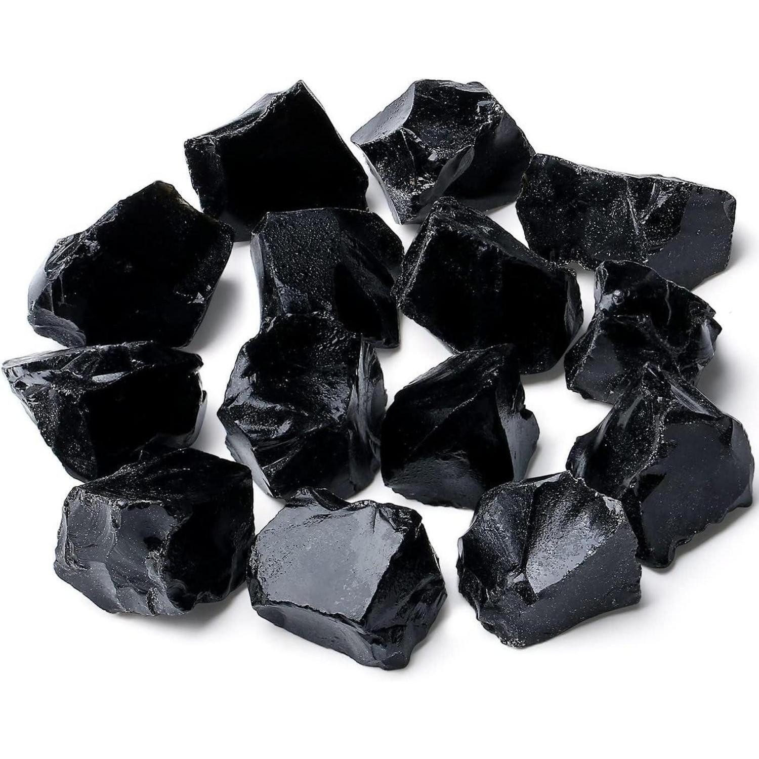 LuxusKollektion Mineralstein Obsidian Schwarz Rohsteine Kristalle Heilsteine Reiki 200g G-obsidian