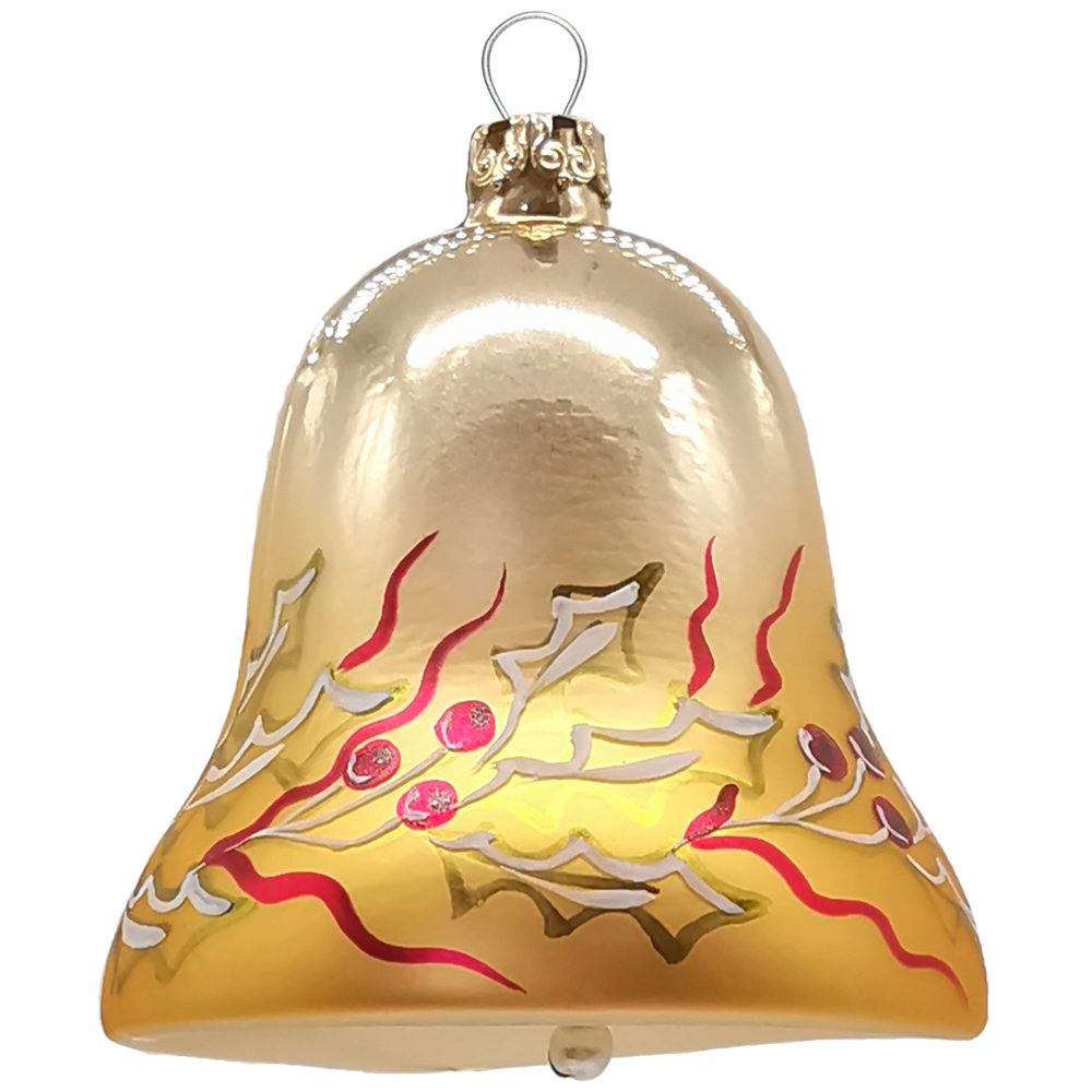 Thüringer Glasdesign Christbaumschmuck Ilex Glocke 7cm (1-tlg), mundgeblasen, handbemalt