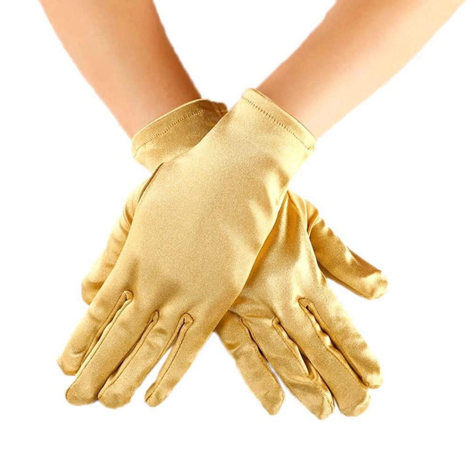LuxusKollektion Kostüm Handschuhe Damen Kurz Elegant Satin Gold