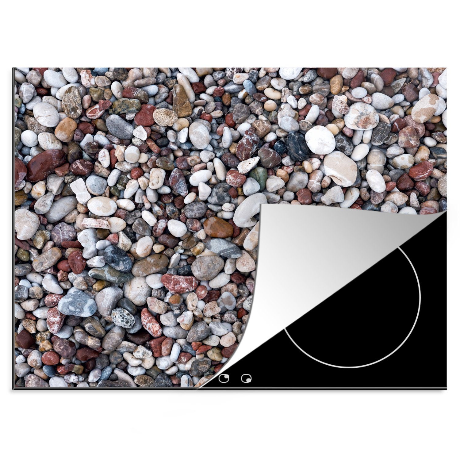 MuchoWow Herdblende-/Abdeckplatte Kies - Steine (1 cm, Vinyl, Ceranfeldabdeckung 60x52 Natur, Arbeitsfläche nutzbar, - tlg), Mobile
