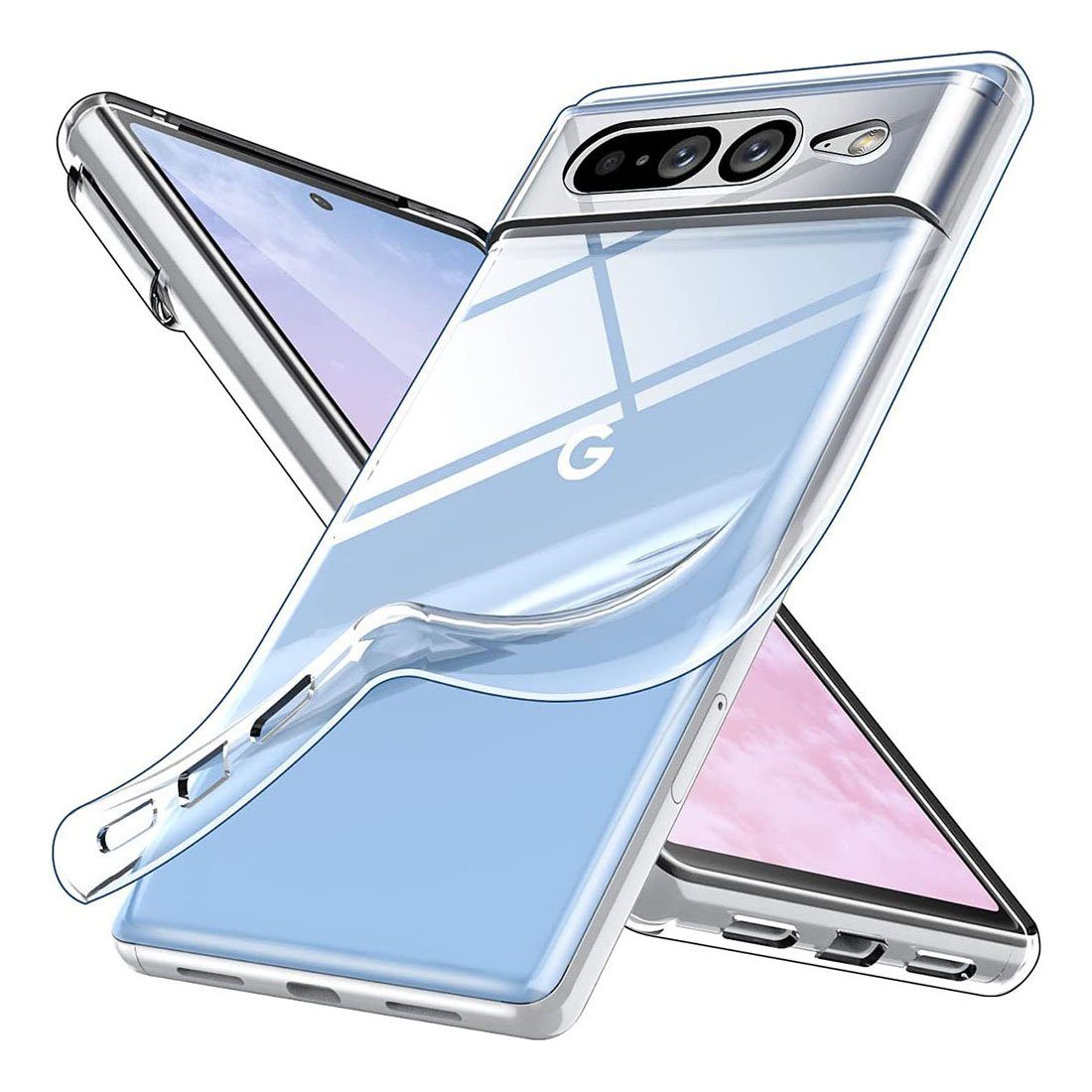 cofi1453 Handyhülle Silikon Hülle für Google Pixel 7 Transparent 6,7-Zoll, Case Cover Schutzhülle Bumper