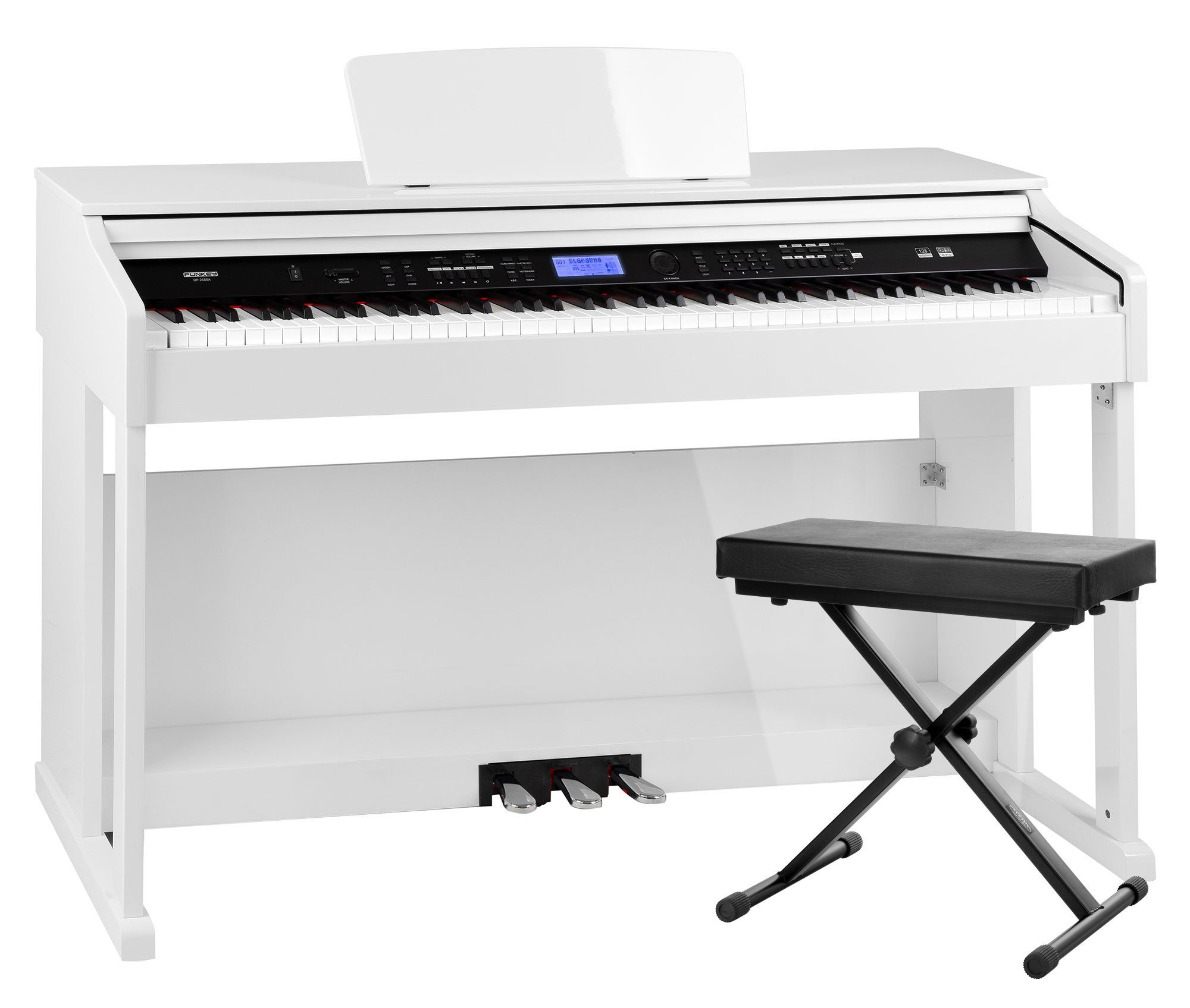 FunKey Digitalpiano DP-2688A E-Piano - 88 anschlagsdynamische Tasten -  Hammermechanik, (Spar-Set, 2 tlg., inkl. Deluxe-Keyboardbank),  Lernfunktion, Record- & Playback-Funktion