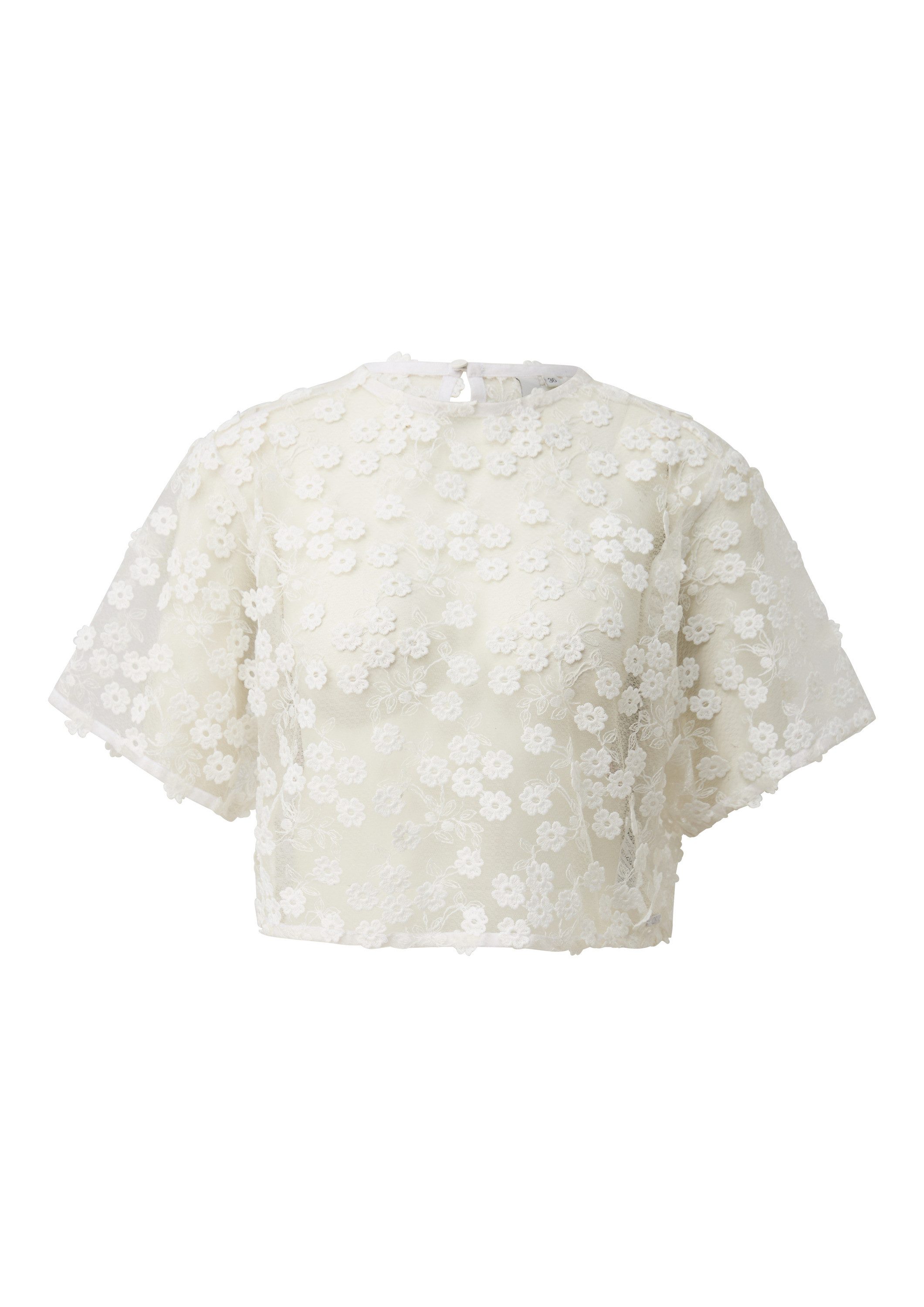 QS Kurzarmbluse Bluse Transparente Bluse