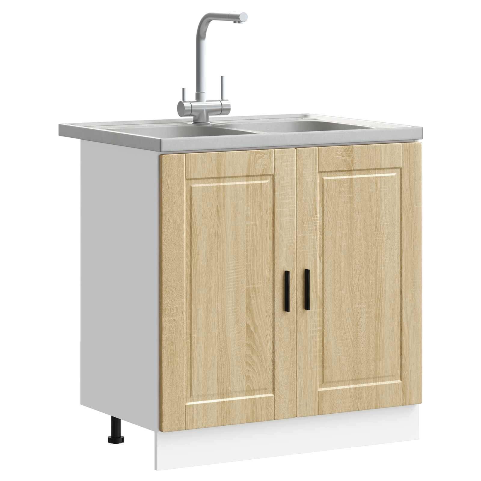 vidaXL Badezimmerspiegelschrank Waschbecken-Unterschrank Porto 2 stk. Braun 80 x 46 x 81.5 cm (2-St)