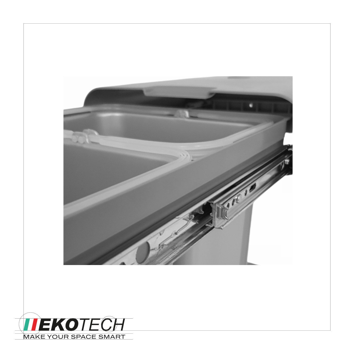 EKOTECH Einbaumülleimer Ekotech Abfallsammler Aladin 16L grau für 40cm Unterschrank