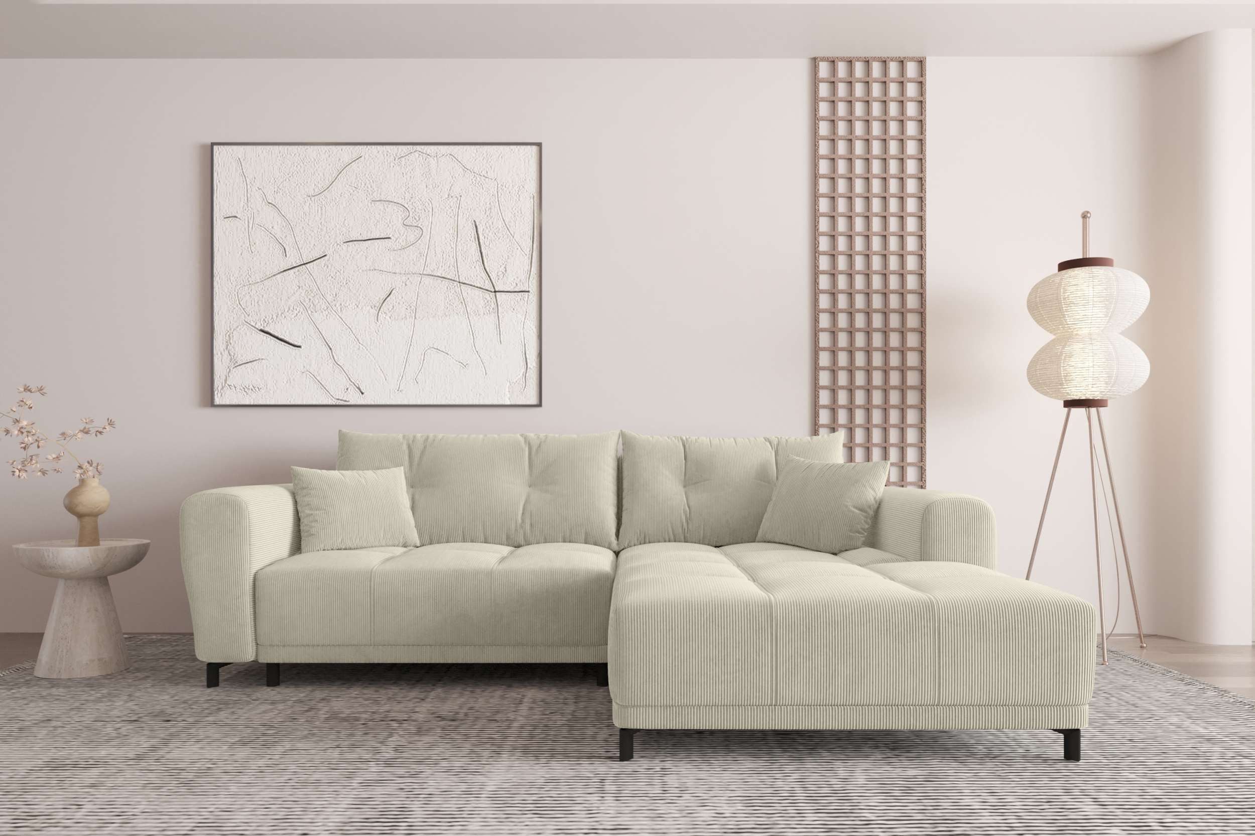 99rooms Ecksofa Massimo, Sofa L-Form, Eckcouch, mit Schlaffunktion,Rundumbezug, in Cordstoff POSO