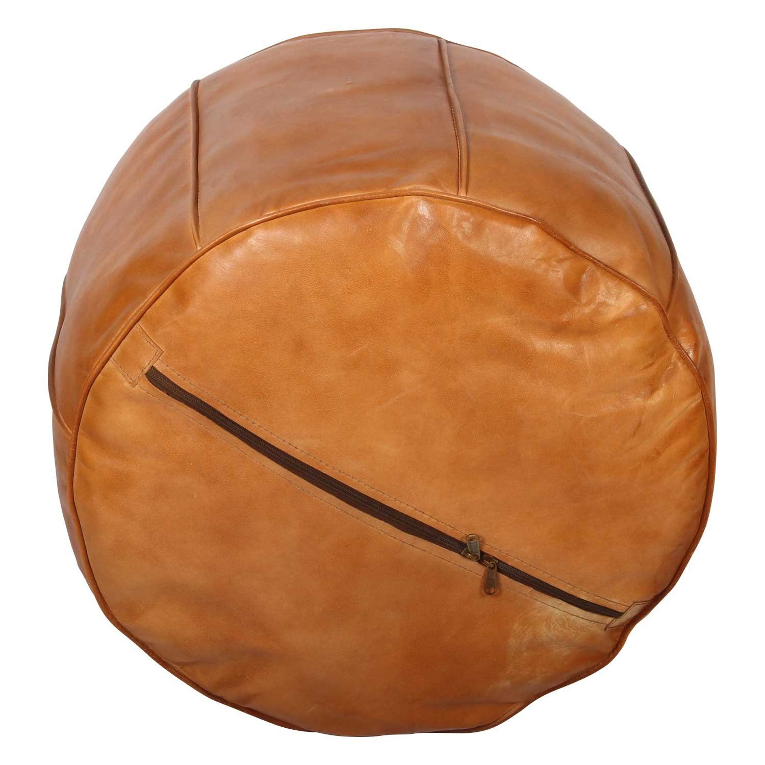 Casa Moro Pouf Marokkanisches Leder Sitzkissen Asli Orange Groß XL Bodenkissen (Pouf mit Füllung, Handgefertigt), Echtleder Hocker Polsterhocker für einfach schöner Wohnen MO4148