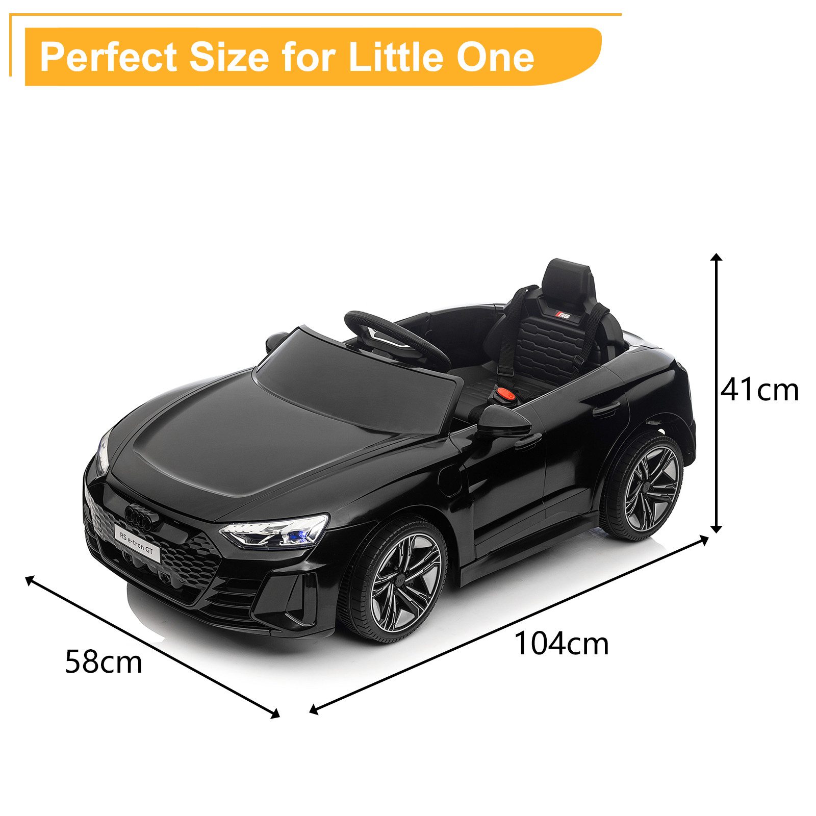 LALAHO Elektro-Kinderauto Elektro-Kinderauto,Kinderfahrzeug,Fernbedienung,Musik,Licht, verstellbarem Sicherheitsgurt und Audi RS e-tron GT Design