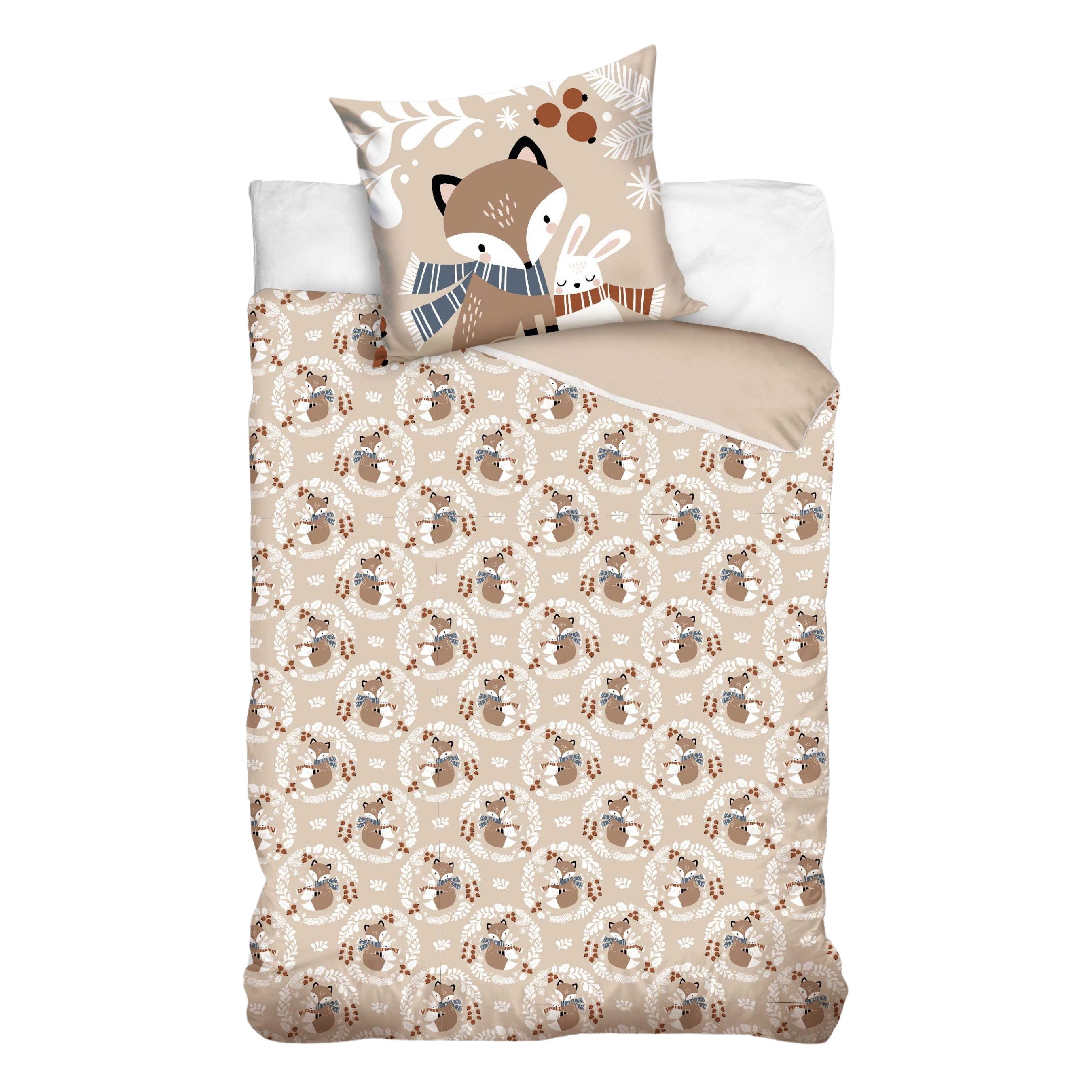MTOnlinehandel Kinderbettwäsche Fuchs & Hase, Mako-Satin in 135x200 + 80x80 günstig online kaufen