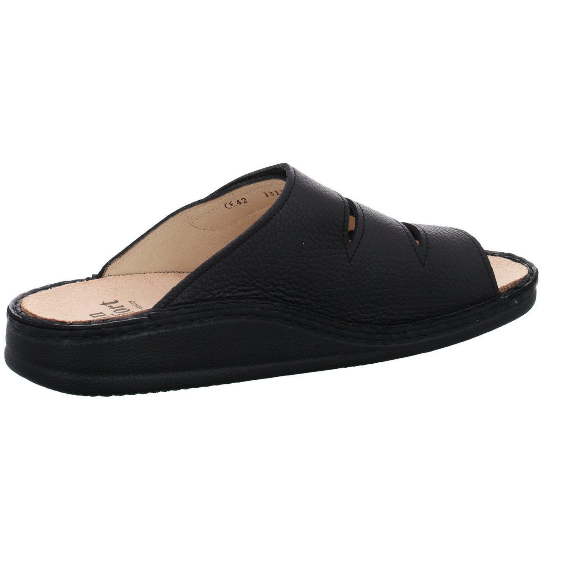 Korfu Finn Herren Pantolette Pantoletten schwarz Glattleder dunkel Hausschuh Comfort Sandalen