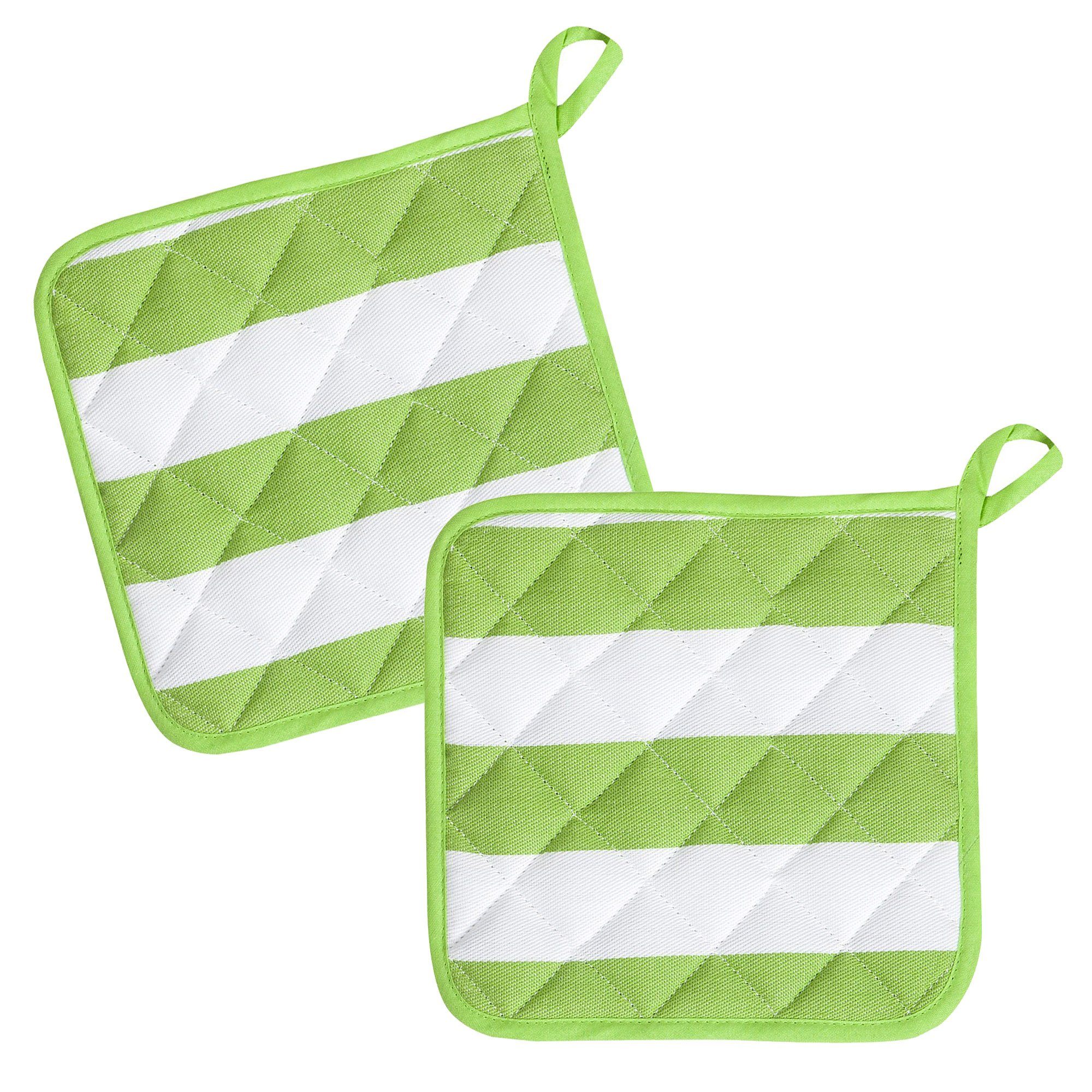 Kracht Topflappen Blockstreifen, (Set, 2-tlg., Set), 2er Set Topflappen, wattiert, ca. 22x22 cm