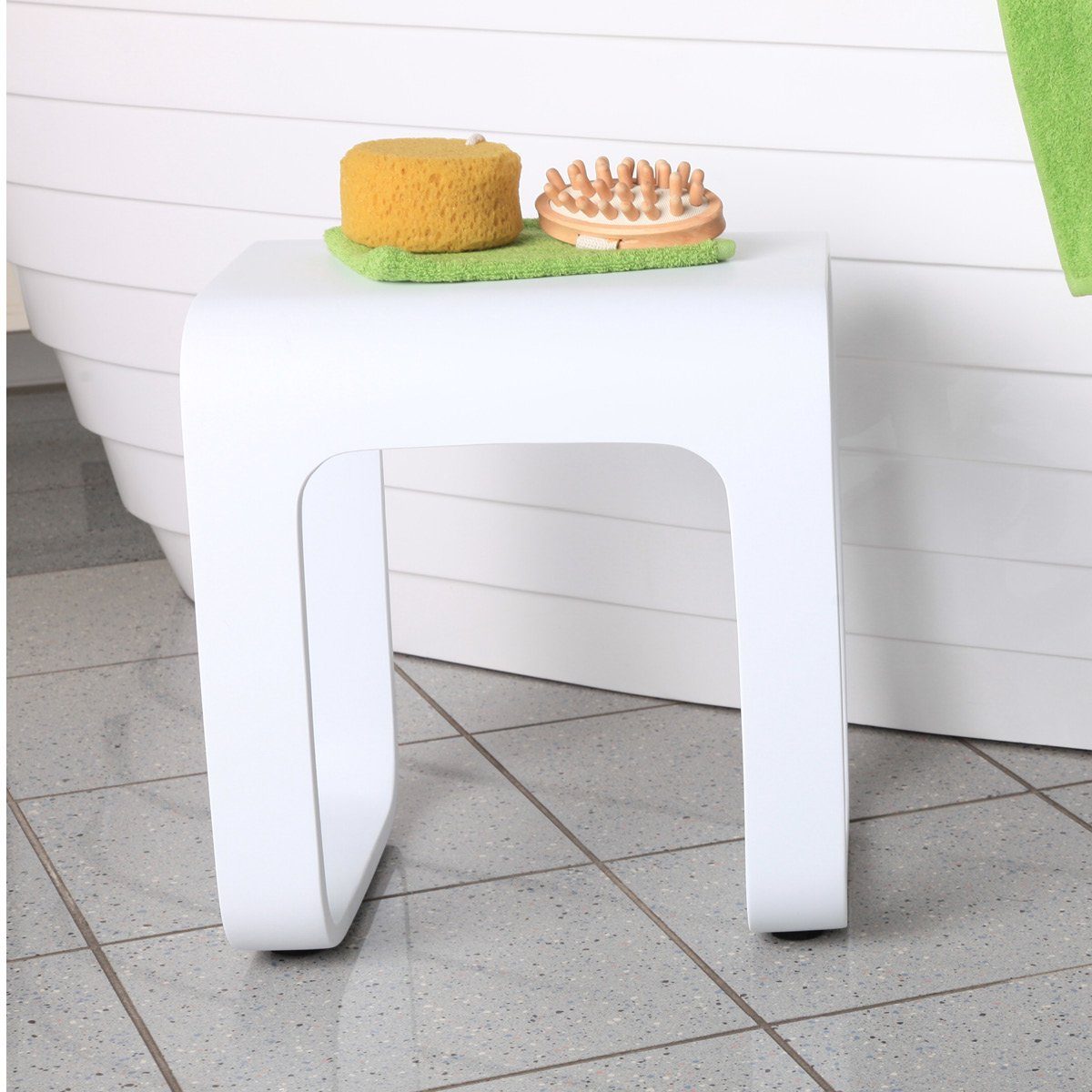 KZOAO Duschhocker Design Badhocker aus Mineralguss II, belastbar bis 150 kg