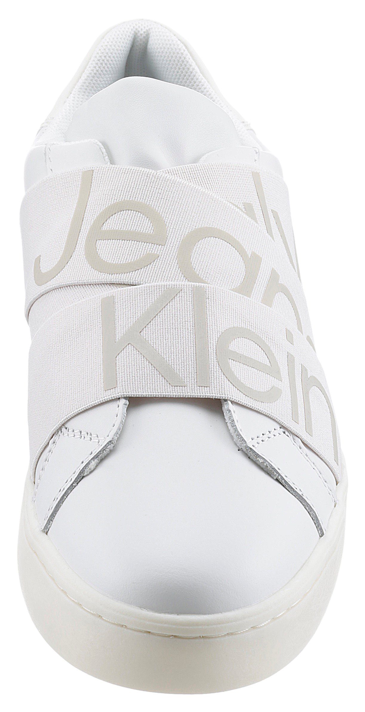 Calvin Klein Jeans Sneaker Gummizug Slip-On *I und mit weiß-hellbeige SOLONA 24C Logoschriftzug plakativem