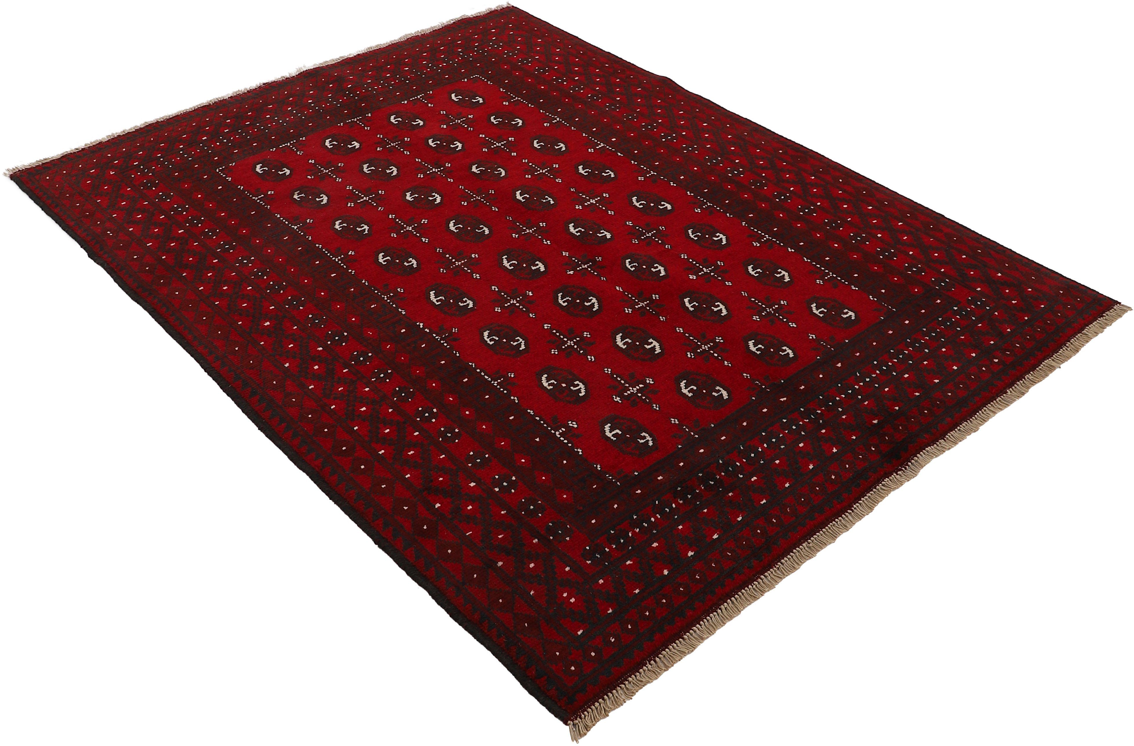 ein Raumklima, reine 8 Orientteppich Schurwolle Afghan Bokhara, Höhe: rechteckig, Arts, für Akhche Woven mm, handgearbeitet warmes