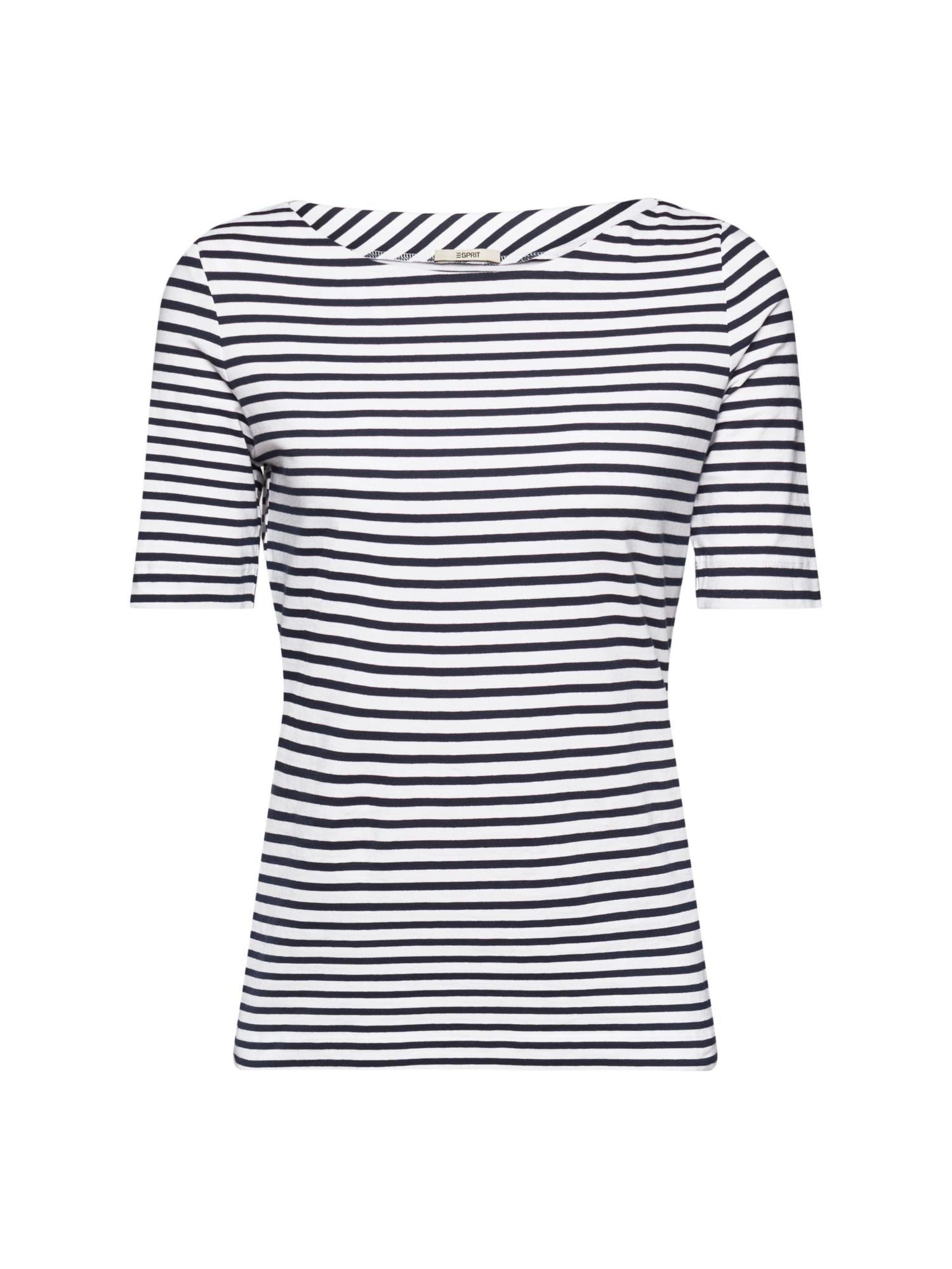 Esprit T-Shirt Gestreiftes Baumwoll-T-Shirt mit U-Boot-Ausschnitt (1-tlg) WHITE