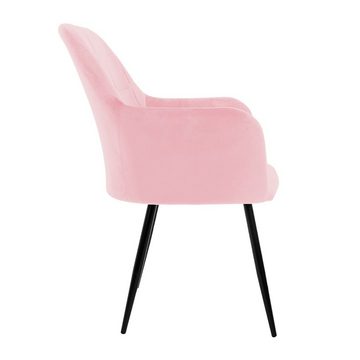 ML-DESIGN Stuhl Esszimmerstühle mit Rücken und Armlehnen aus Ergonomische Stühle (2 St), 2er Set Küchenstühle Rosa 58x60x84cm aus Samt mit Metallbeine