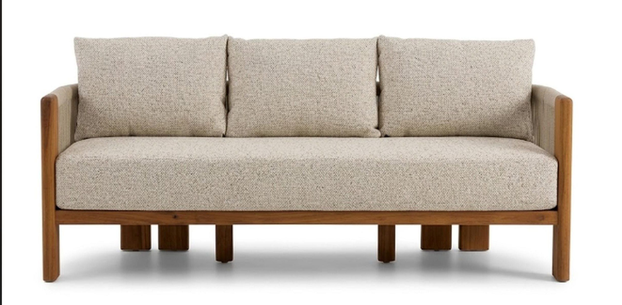 Xlmoebel Gartensofa Gartensofa 3-Sitzer Modern Beige Kissen Elegantes Komfort Neu, 1 Teile, Elegantes Design, Komfortabel