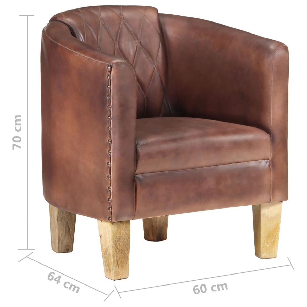 mit Tub Design Distressed Brown Chair stilvollem Echtleder DOTMALL Stuhl