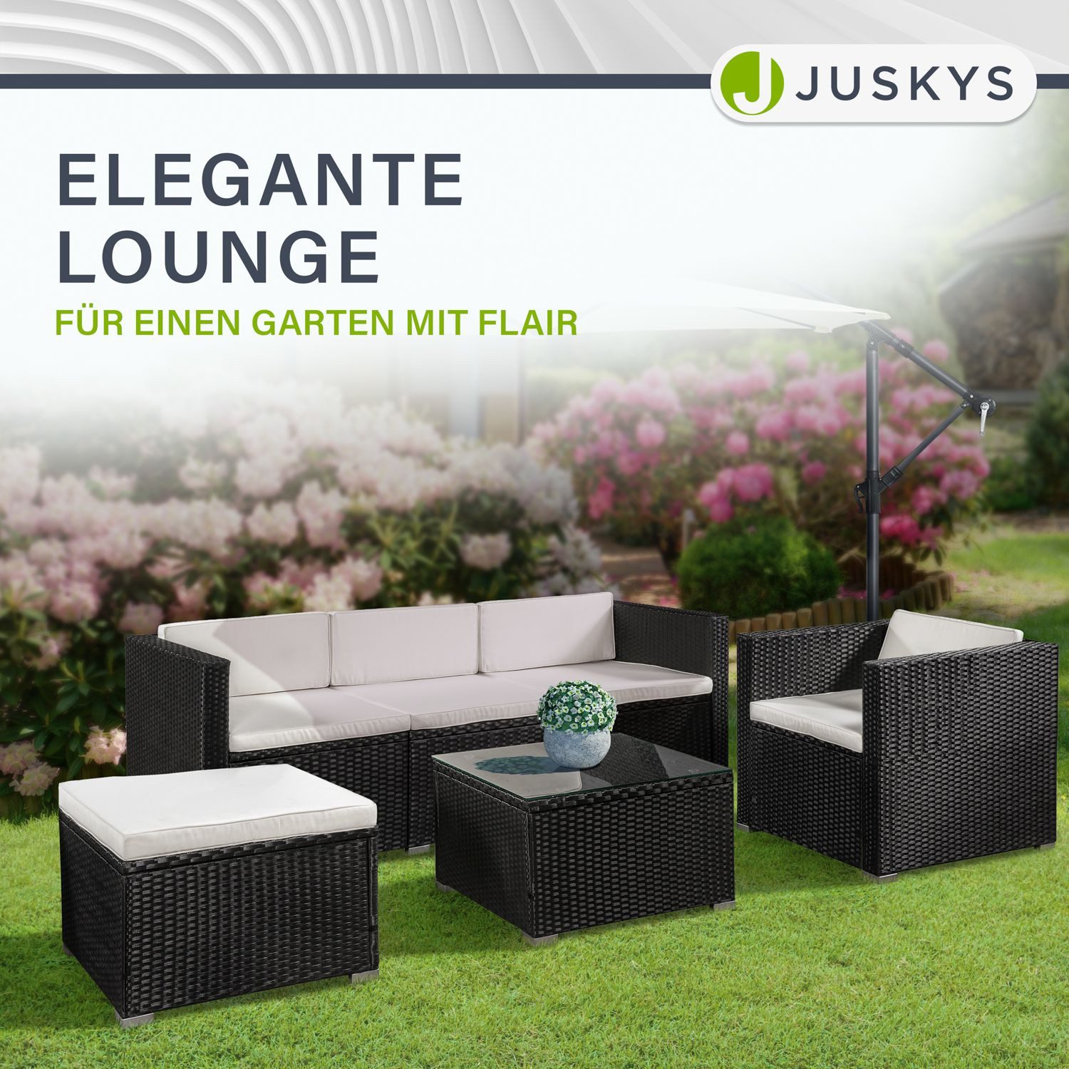 Juskys Gartenlounge-Set Punta Cana, (Set, Sitzgruppe), Polyrattan Sitzgarni günstig online kaufen