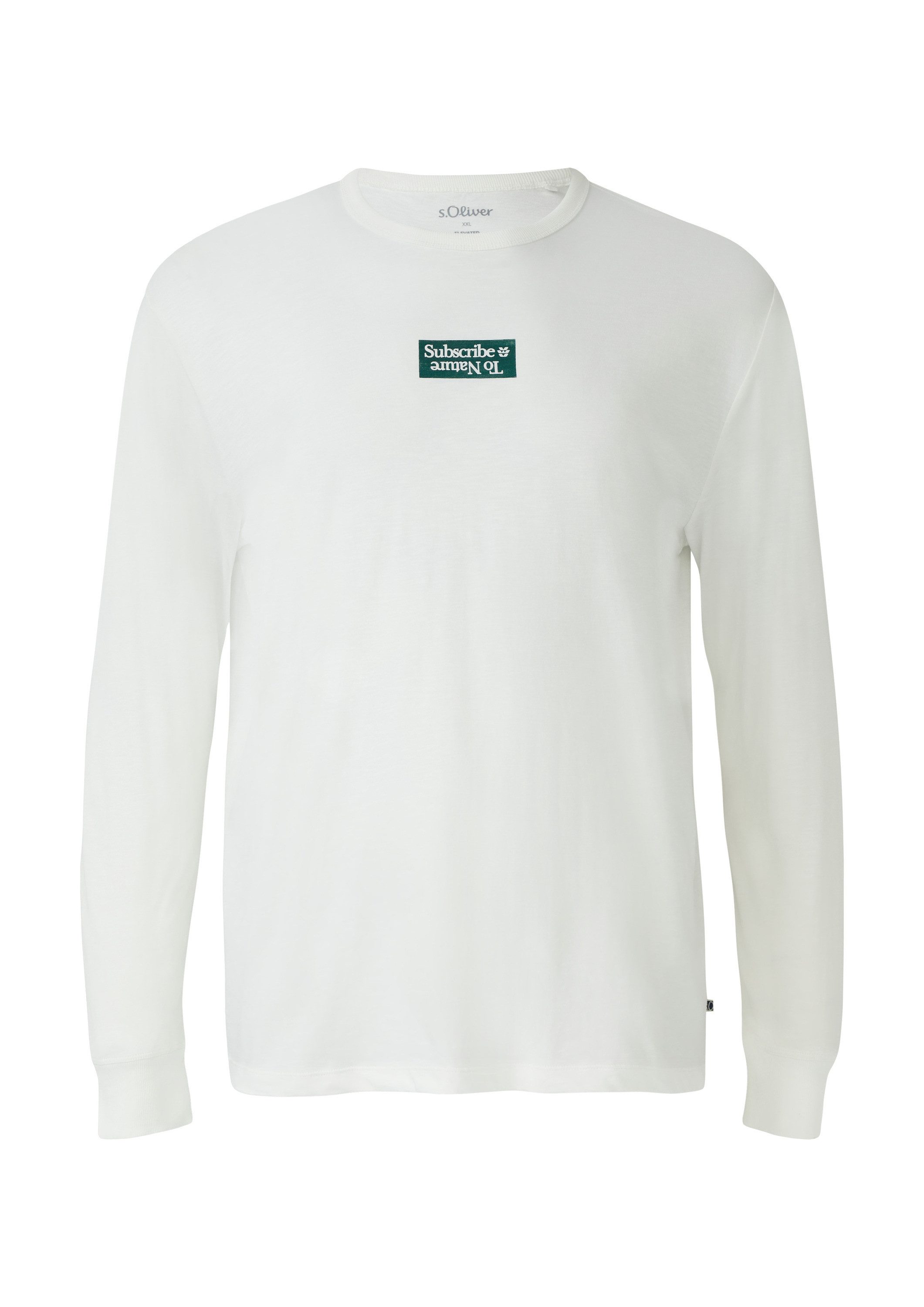 s.Oliver Langarmshirt T-Shirt Longsleeve mit Flammgarnstruktur und Frontprint