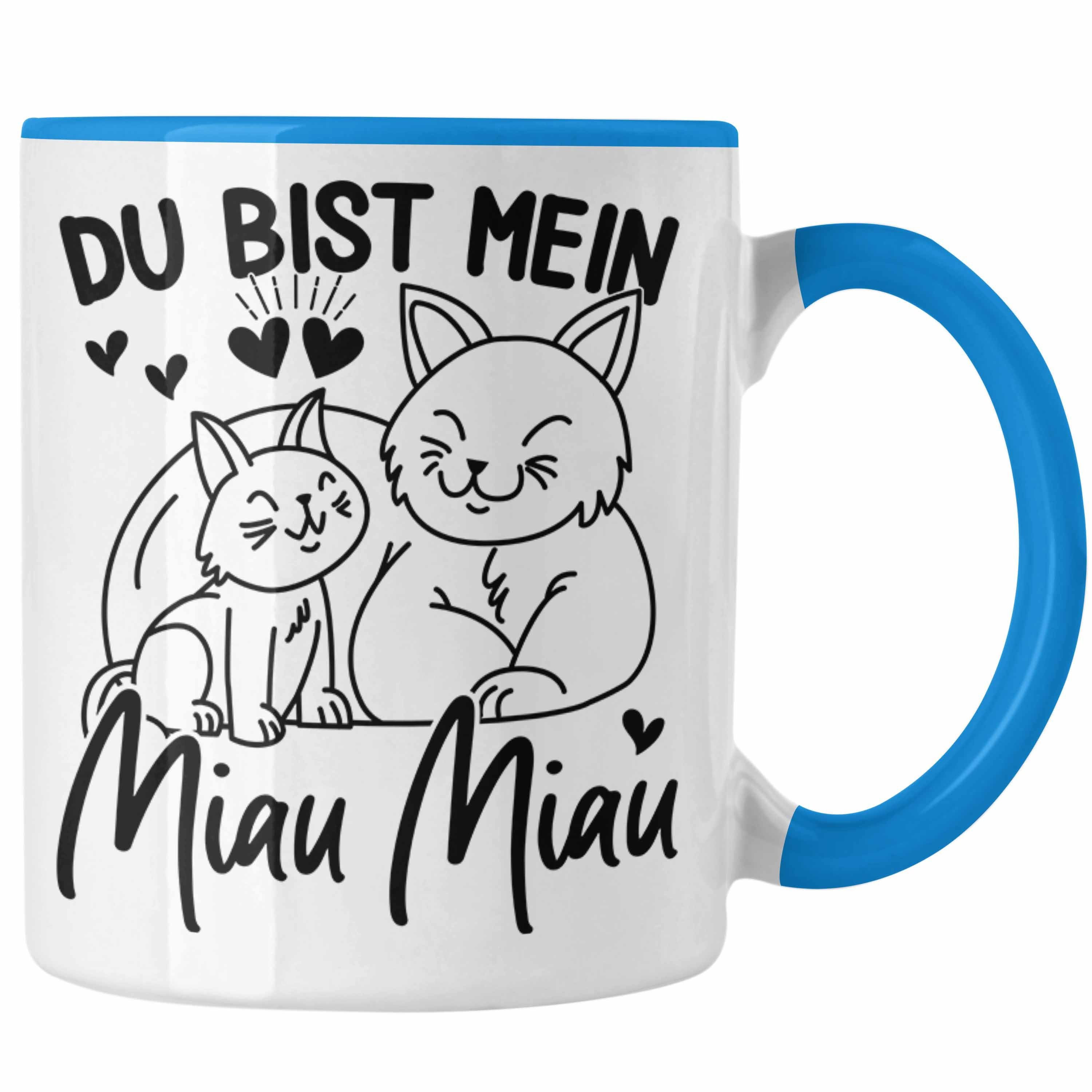 Trendation Tasse Trendation - Tasse Du Bist Mein Miau Miau Geschenkidee für Katzenbesitzer Valentinstag Liebe Süßes Geschenk